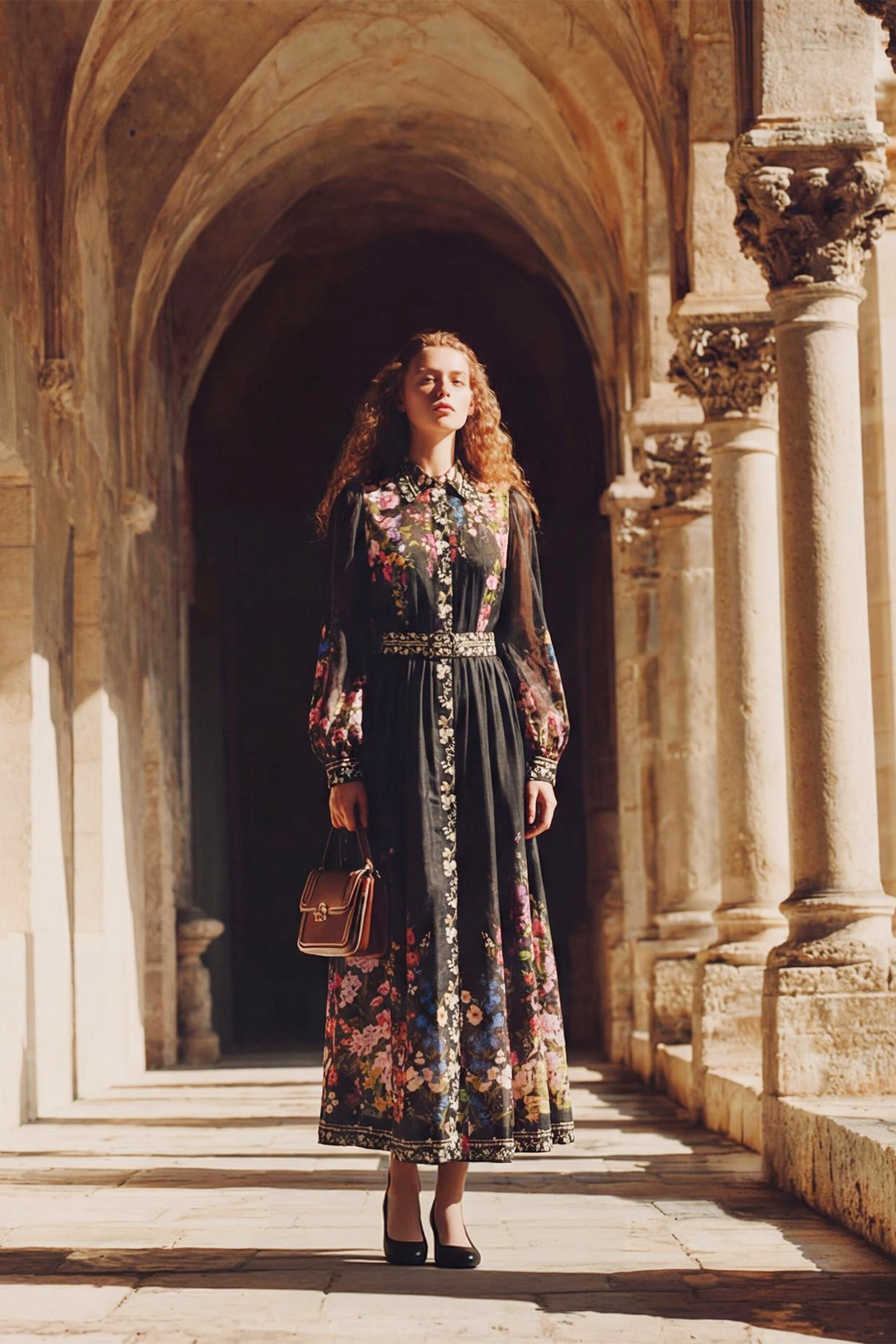 Special Moment Black Floral Print Long Sleeve Maxi Dress