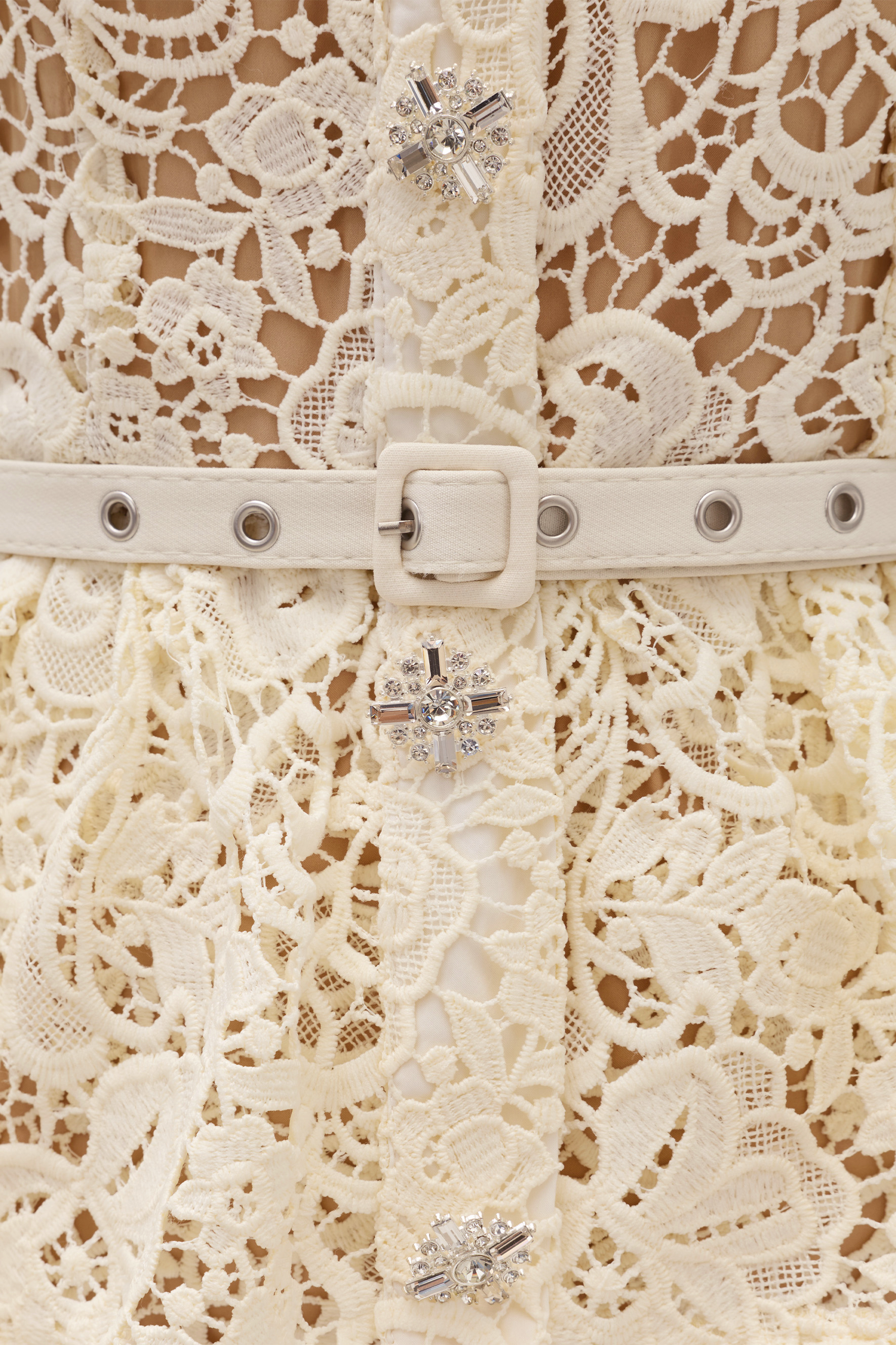 Make An Entrance Floral Lace Rhinestone Trim Midi Dress