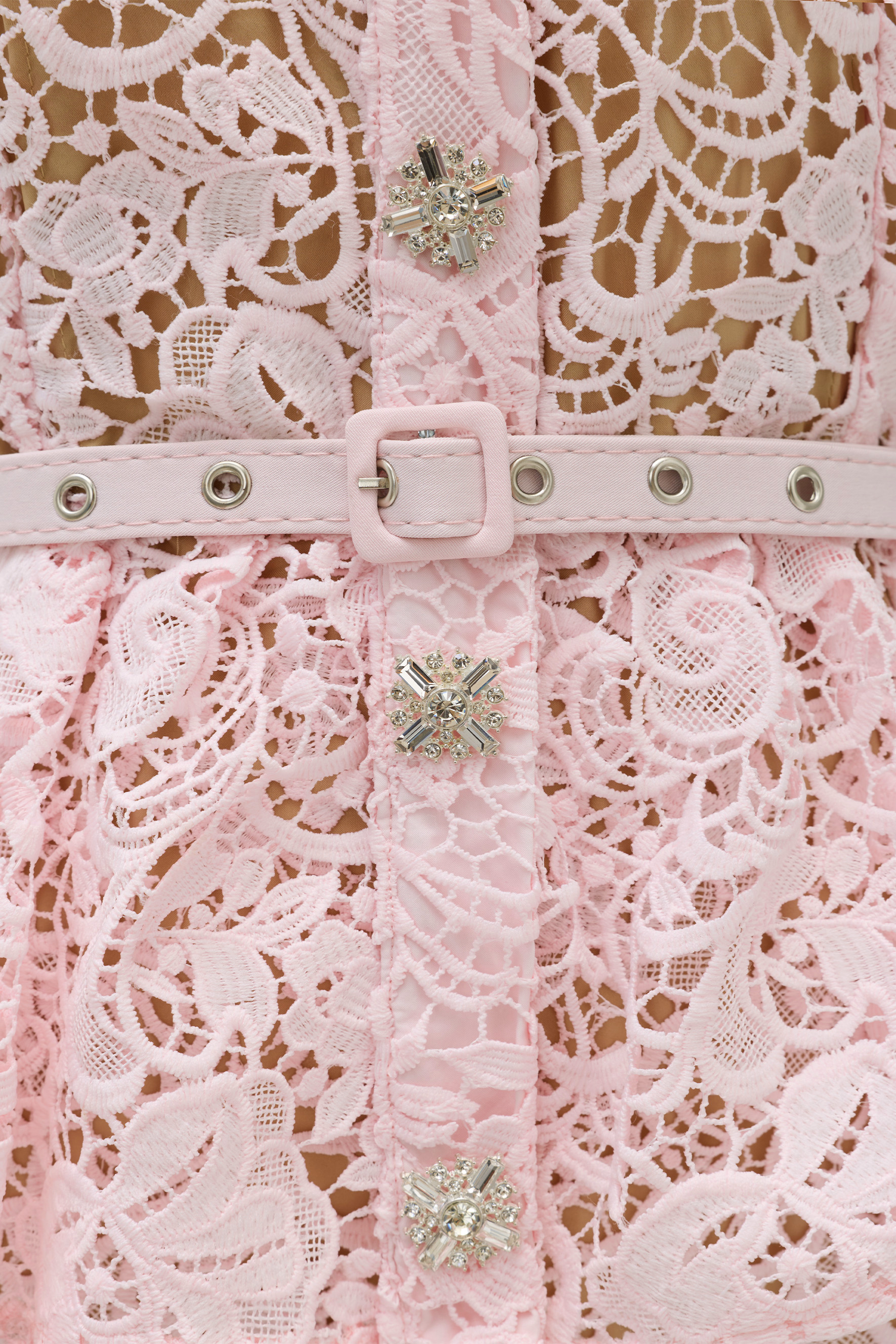 Make An Entrance Floral Lace Rhinestone Trim Midi Dress