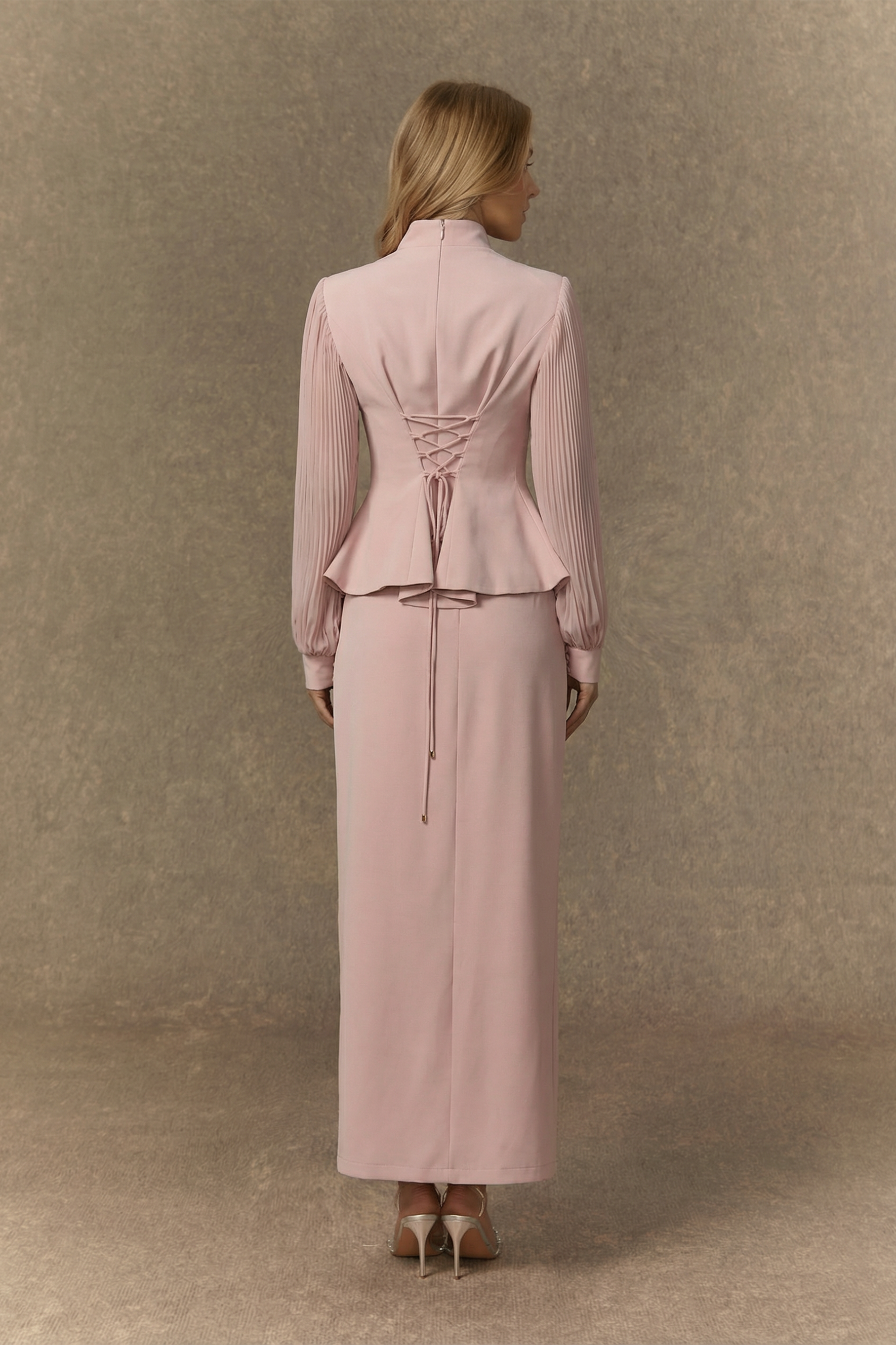 Dressed To Dazzle White Floral Embroidery Pleated Sleeve Skirt Set