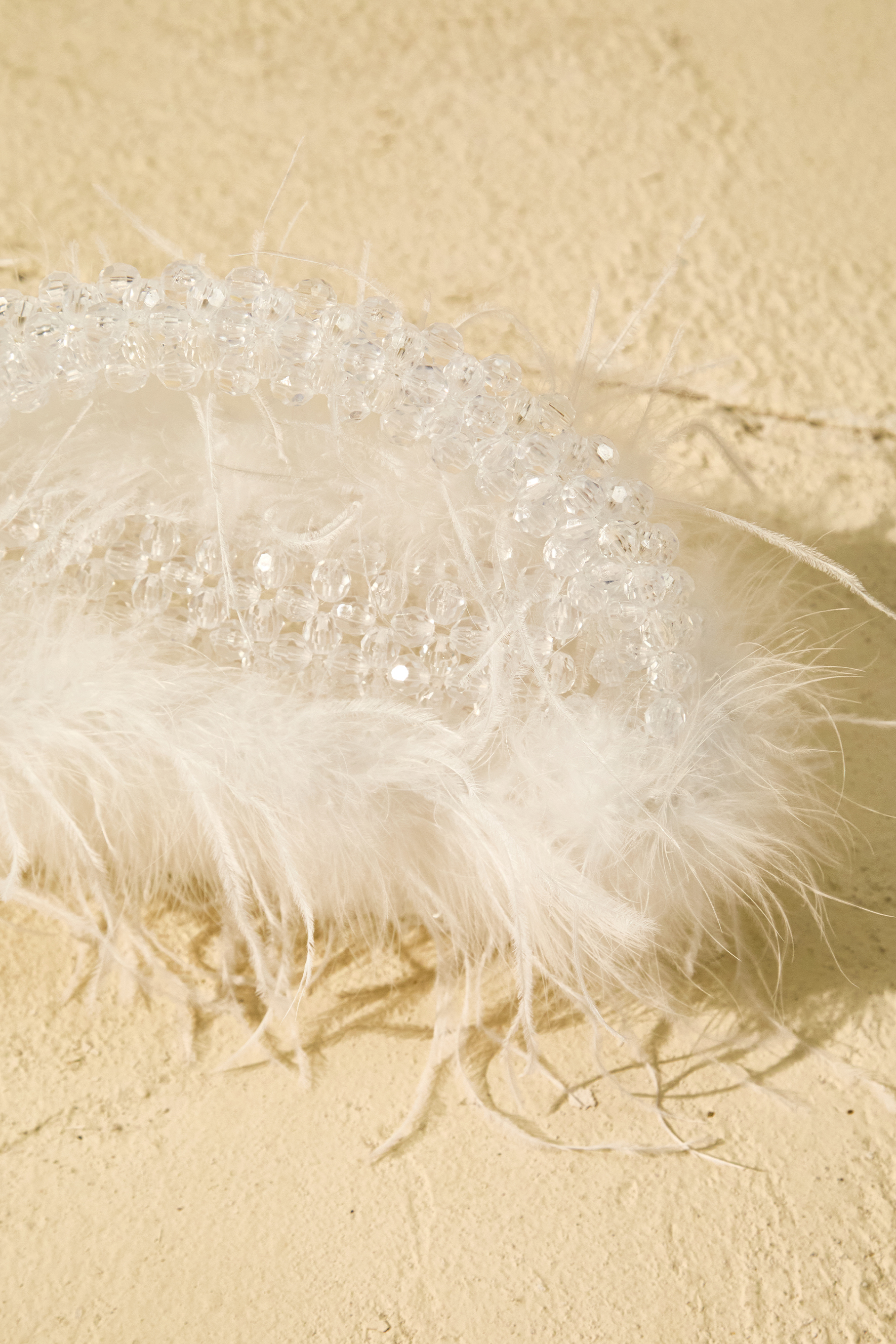 Ostrich Feather Beaded Handle Clutch