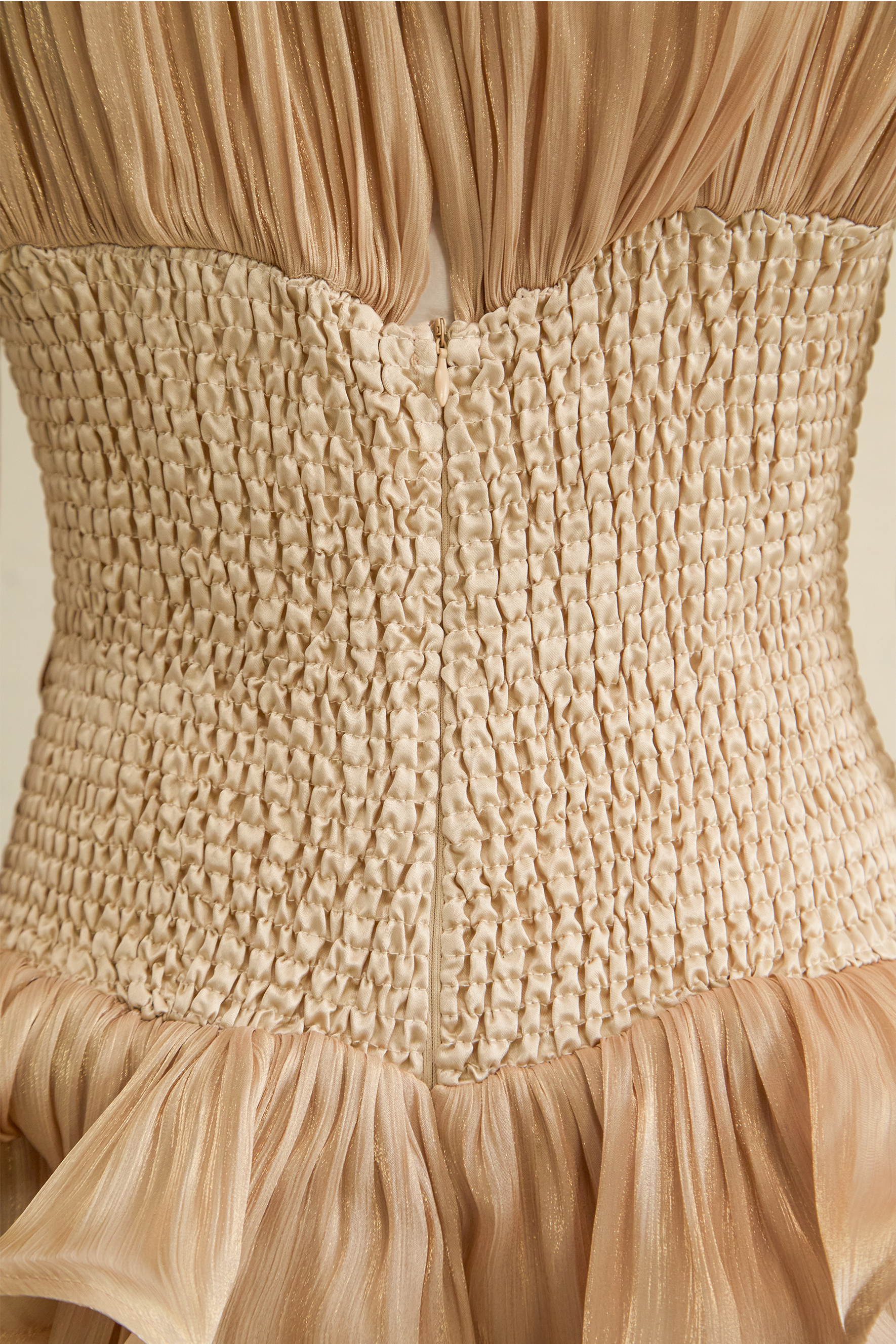 Dedicated To Glamour Khaki Corset Bodice Ruffled Mini Dress