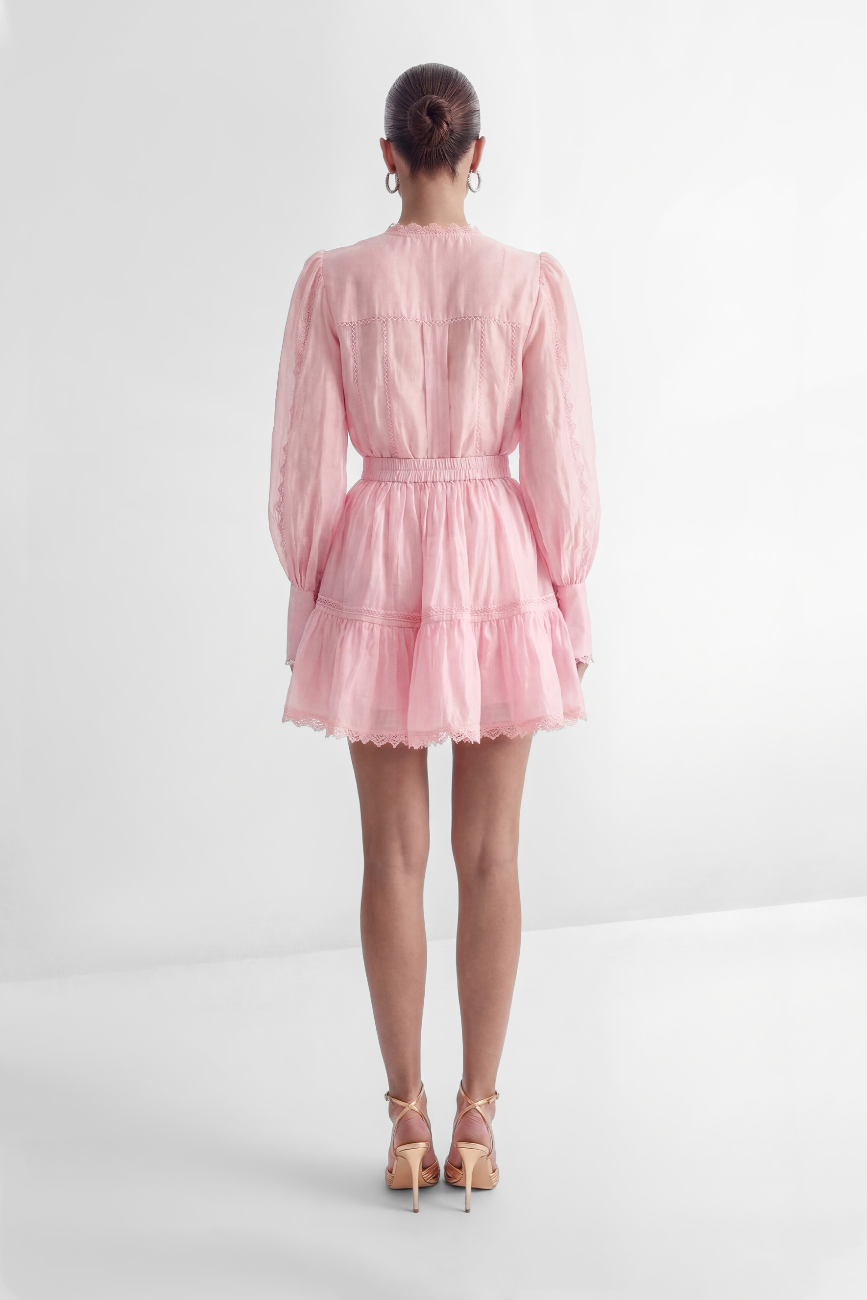 Especially Stunning Pink V-Neck Ruffled Top & Skirt Set