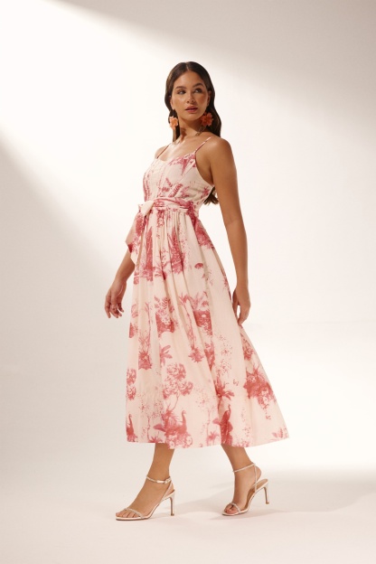 Valerie Floral Printed Corset Midi Dress