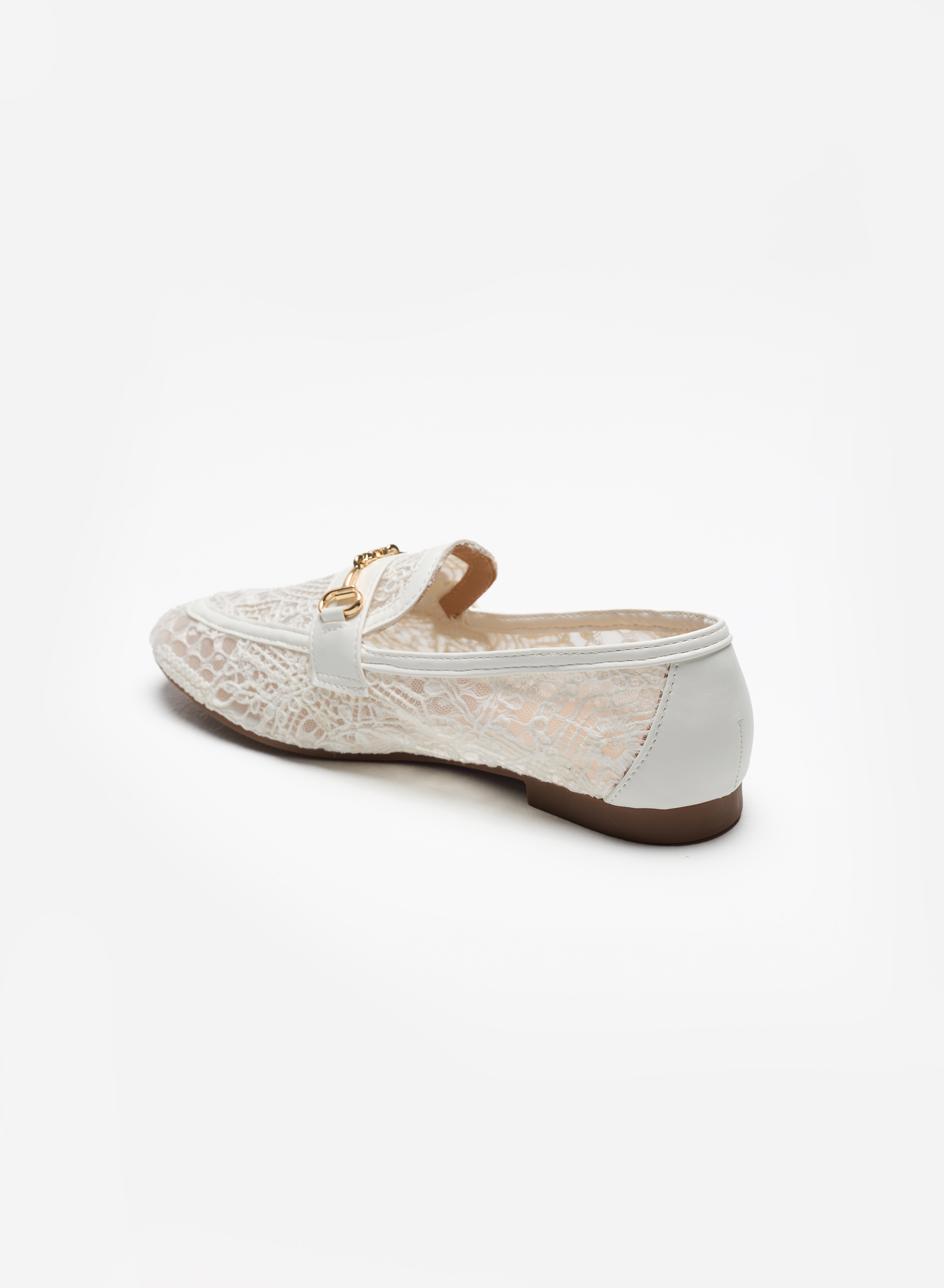 My Favorite Day White Lace Metal Decor Loafers