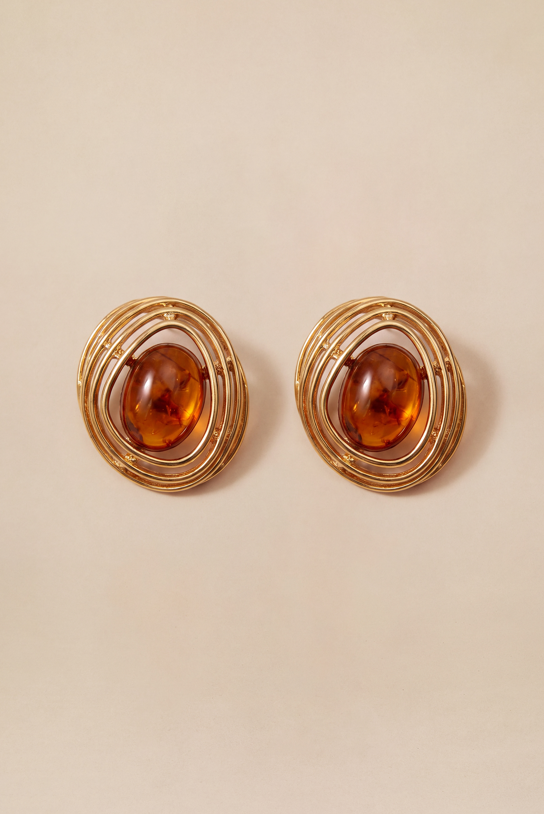 Layered Metal Wrap Gem Stud Earrings