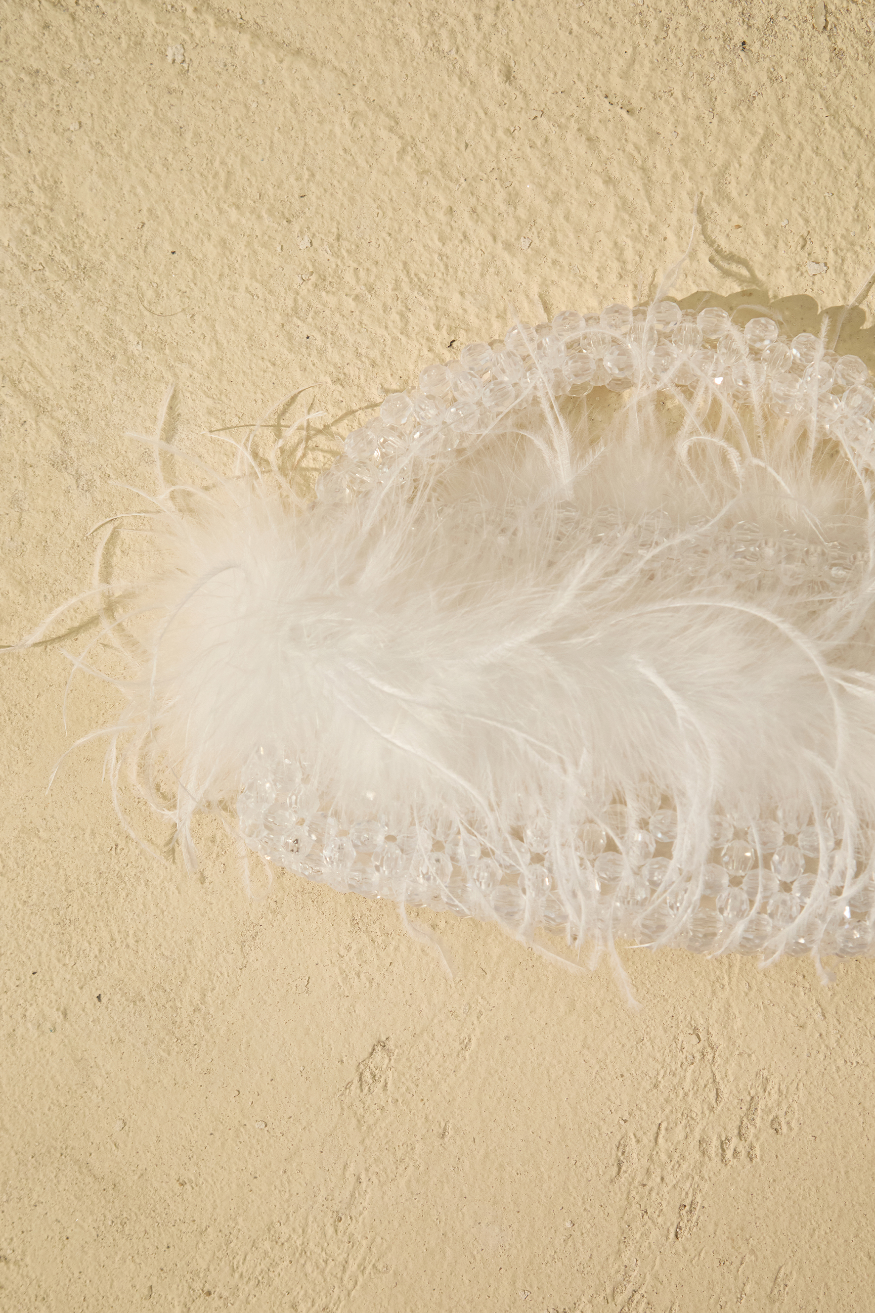Ostrich Feather Beaded Handle Clutch