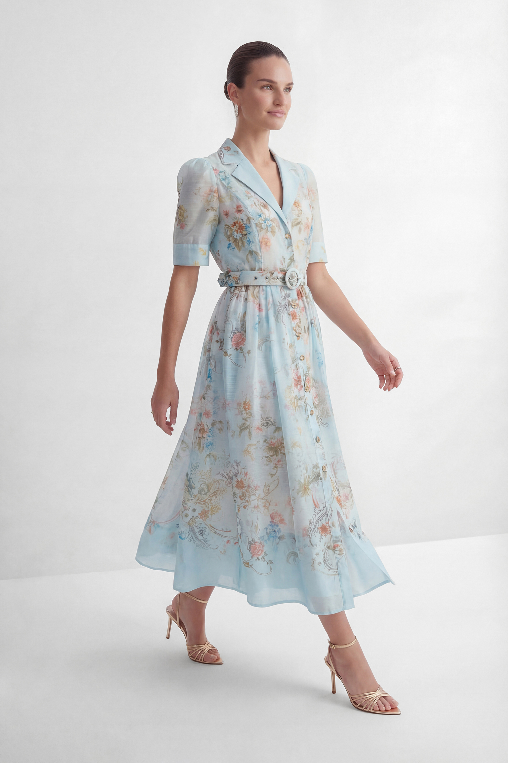 Garden Girl Moment Blue Floral Print Short Sleeve Maxi Dress