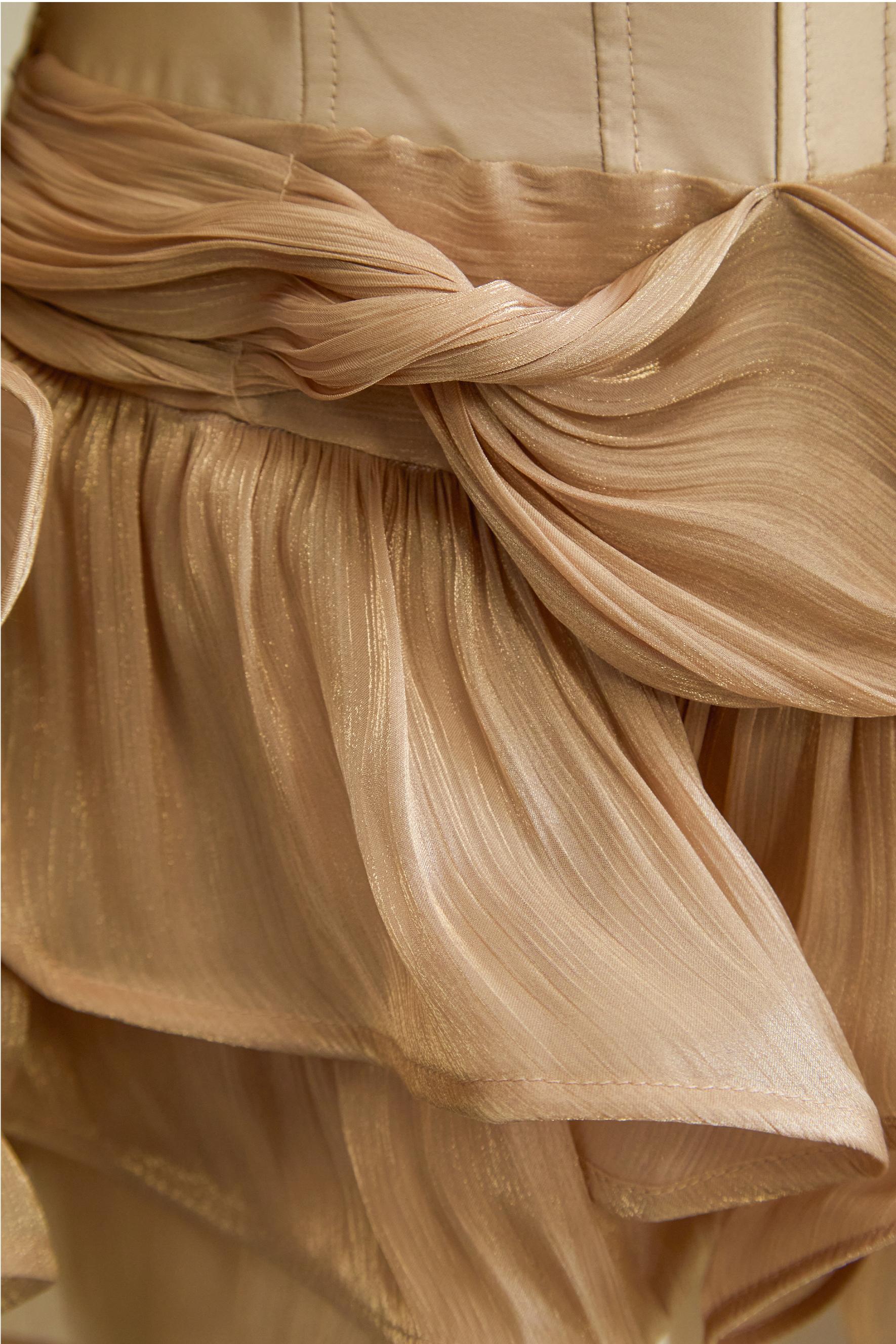 Dedicated To Glamour Khaki Corset Bodice Ruffled Mini Dress