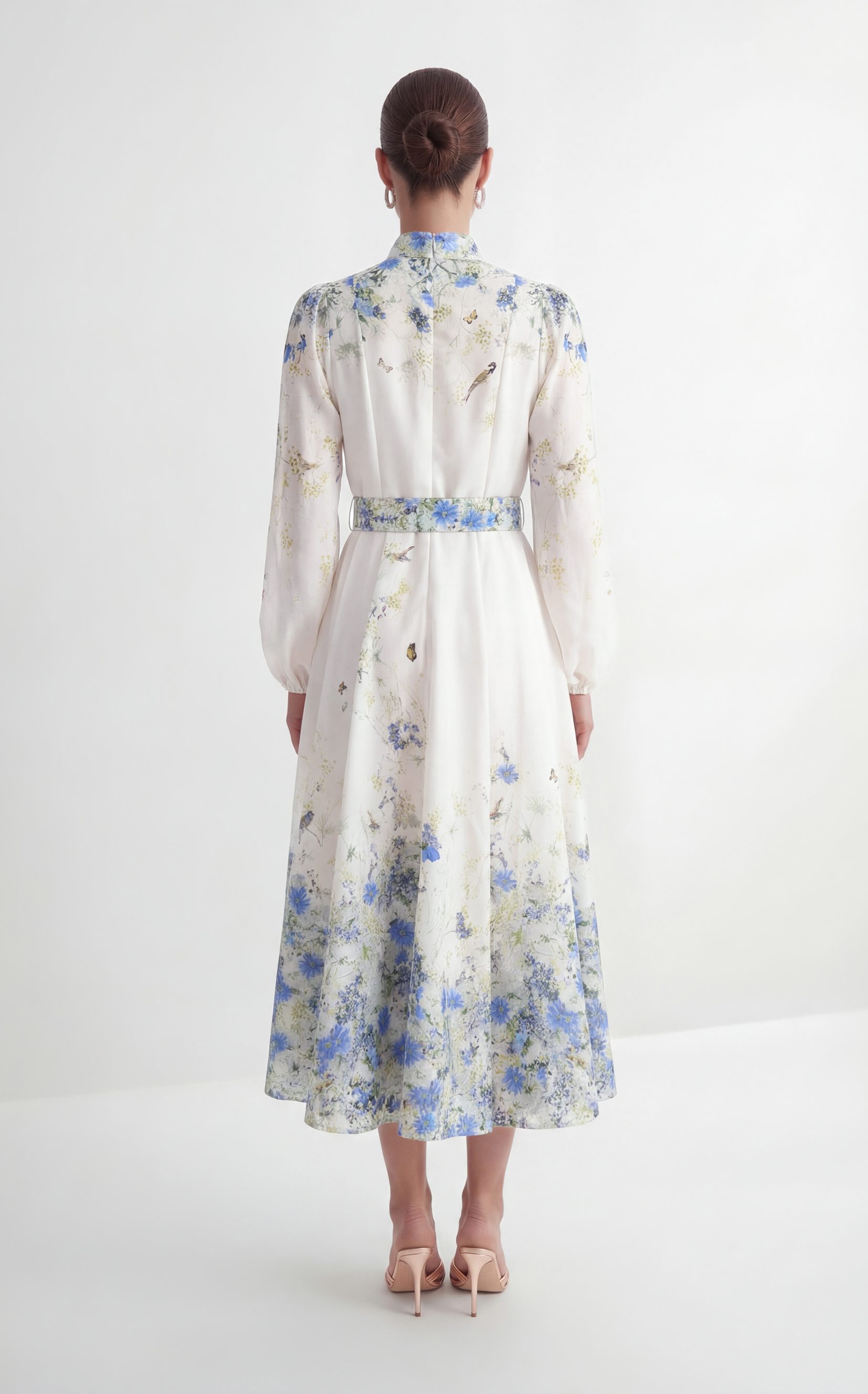 Love Of Details White Floral Print Balloon Sleeve Maxi Dress