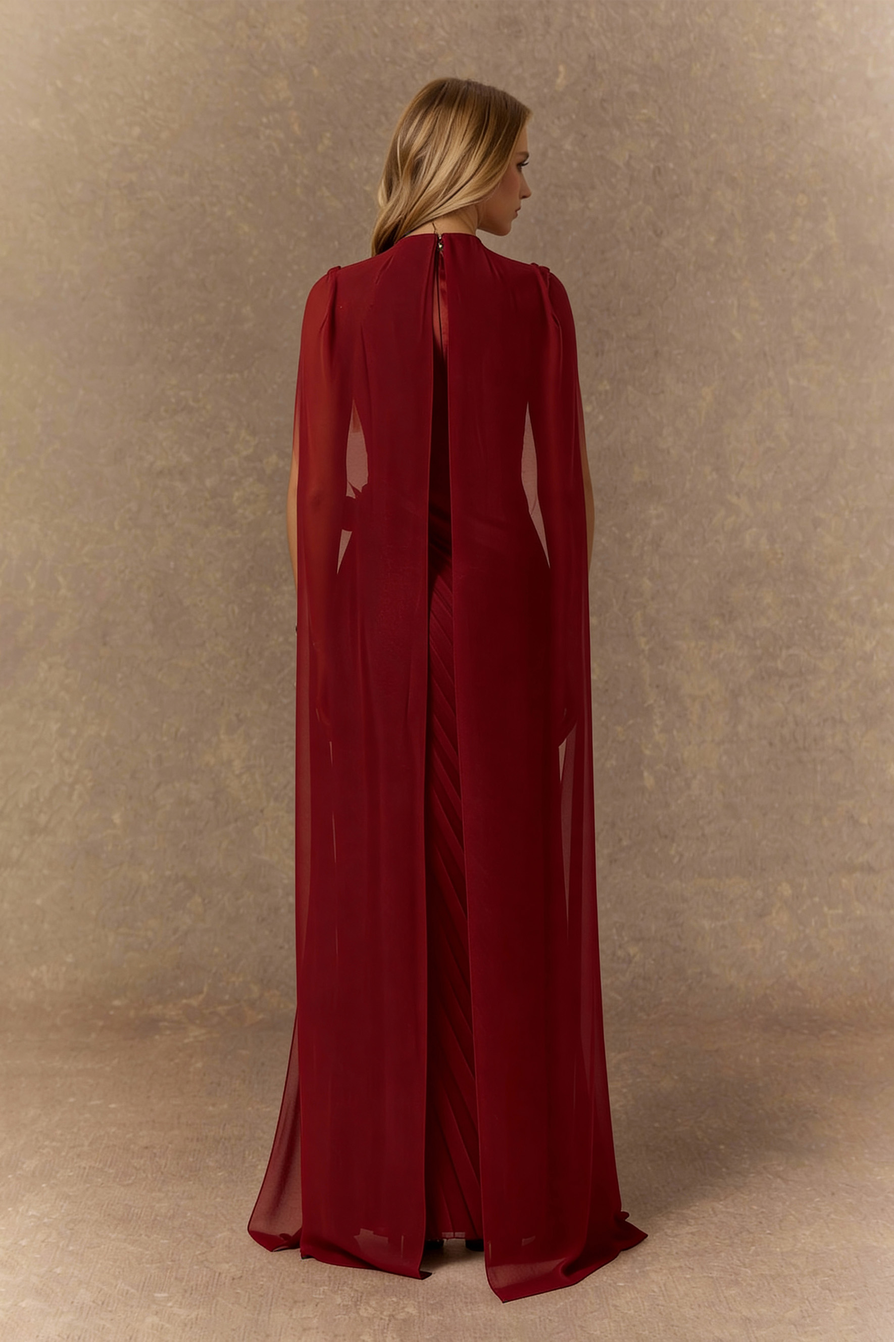 Got The Glam Burgundy Floral Applique Pleated Maxi Dress