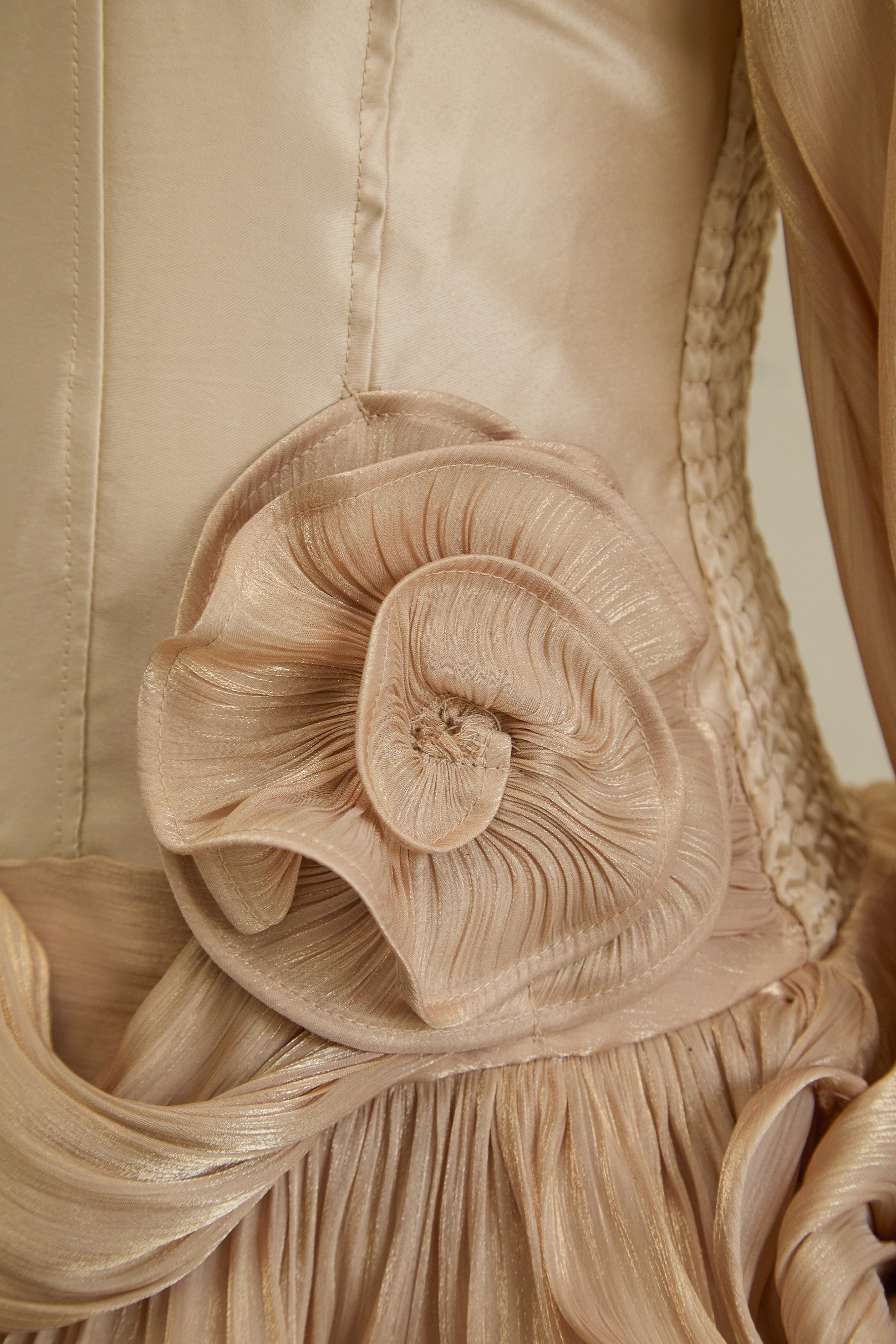 Dedicated To Glamour Khaki Corset Bodice Ruffled Mini Dress