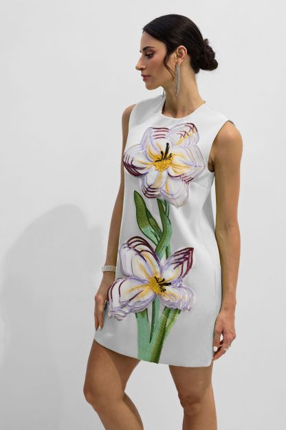 Vera Floral Applique Sleeveless Mini Dress