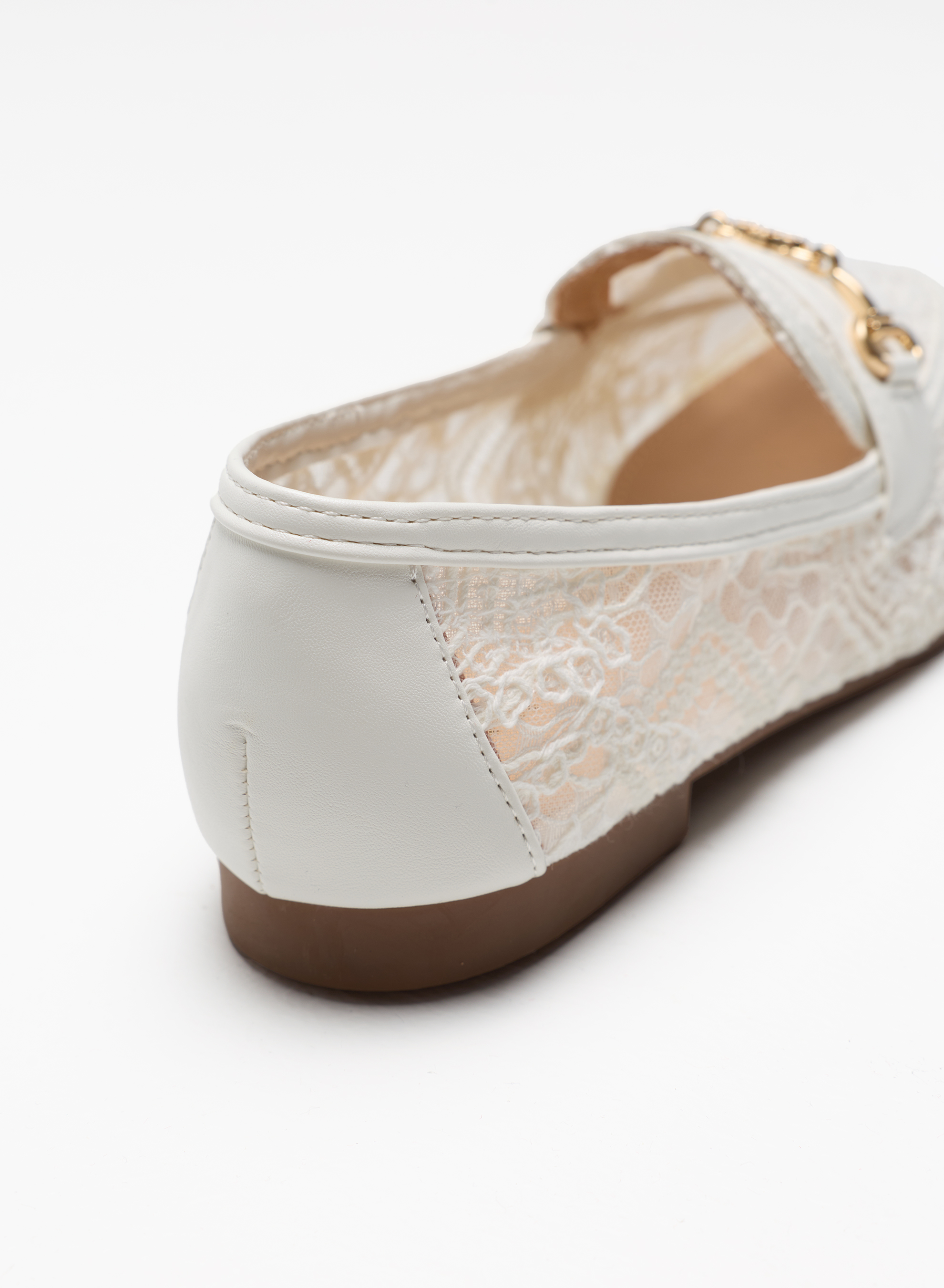 My Favorite Day White Lace Metal Decor Loafers