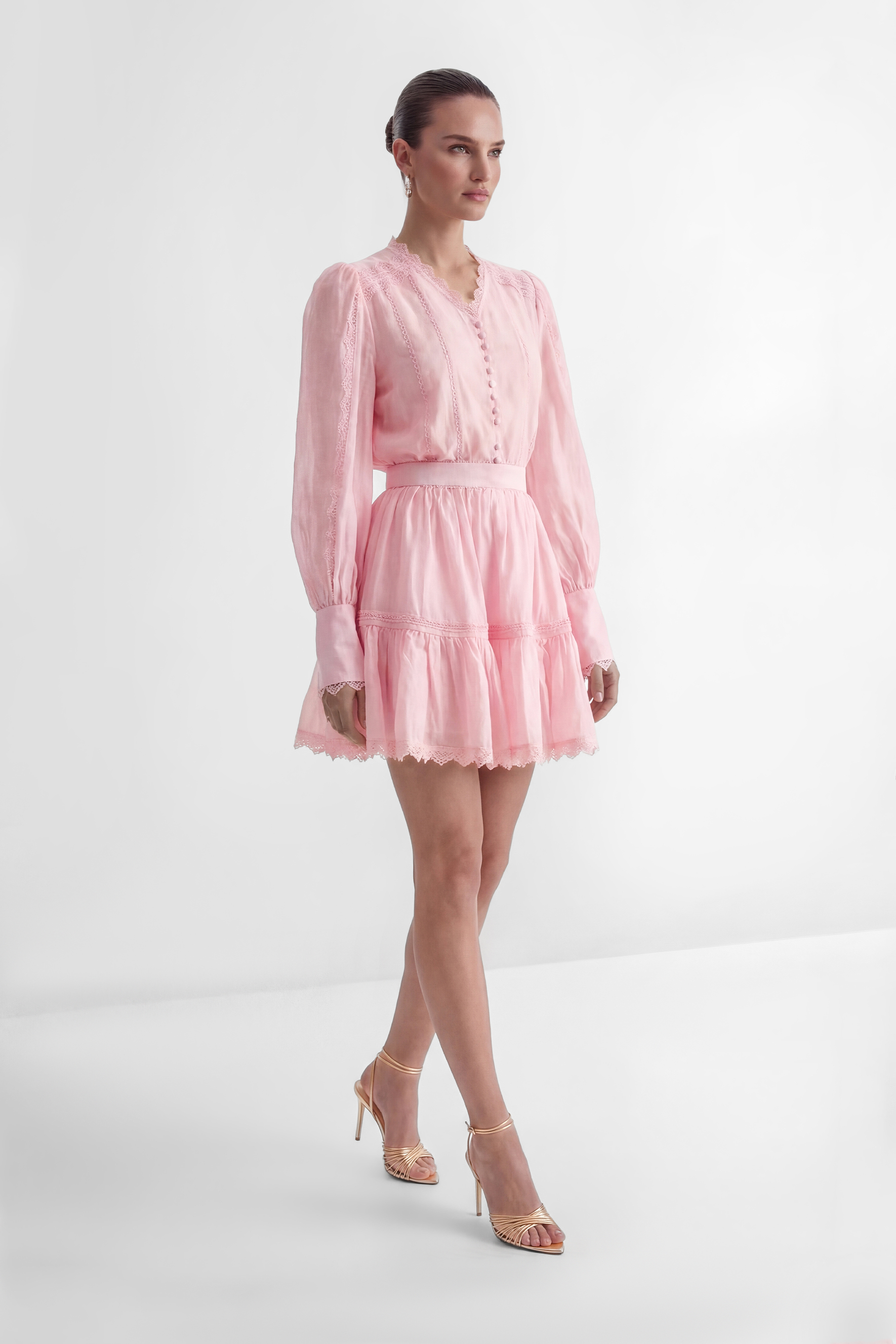 Especially Stunning Pink V-Neck Ruffled Top & Skirt Set