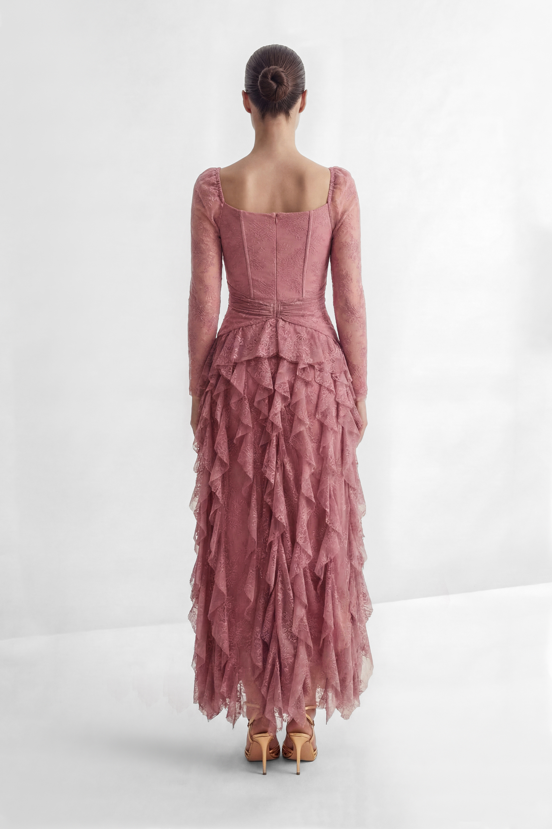 Viva La Vibes Pink Corset Bodice Ruffled Maxi Dress