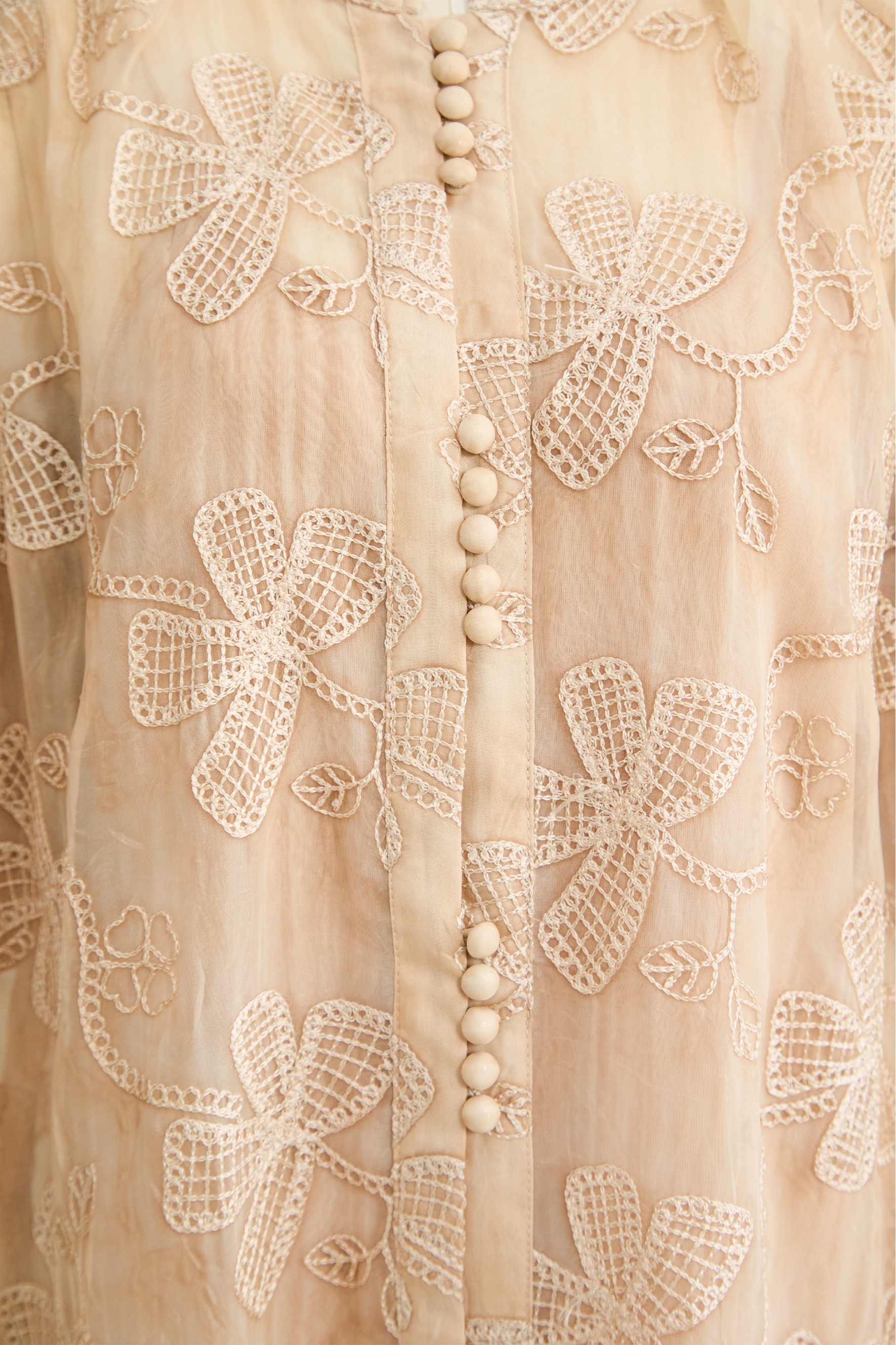 Always Remarkable Beige Floral Embroidery Puff Sleeve Maxi Dress