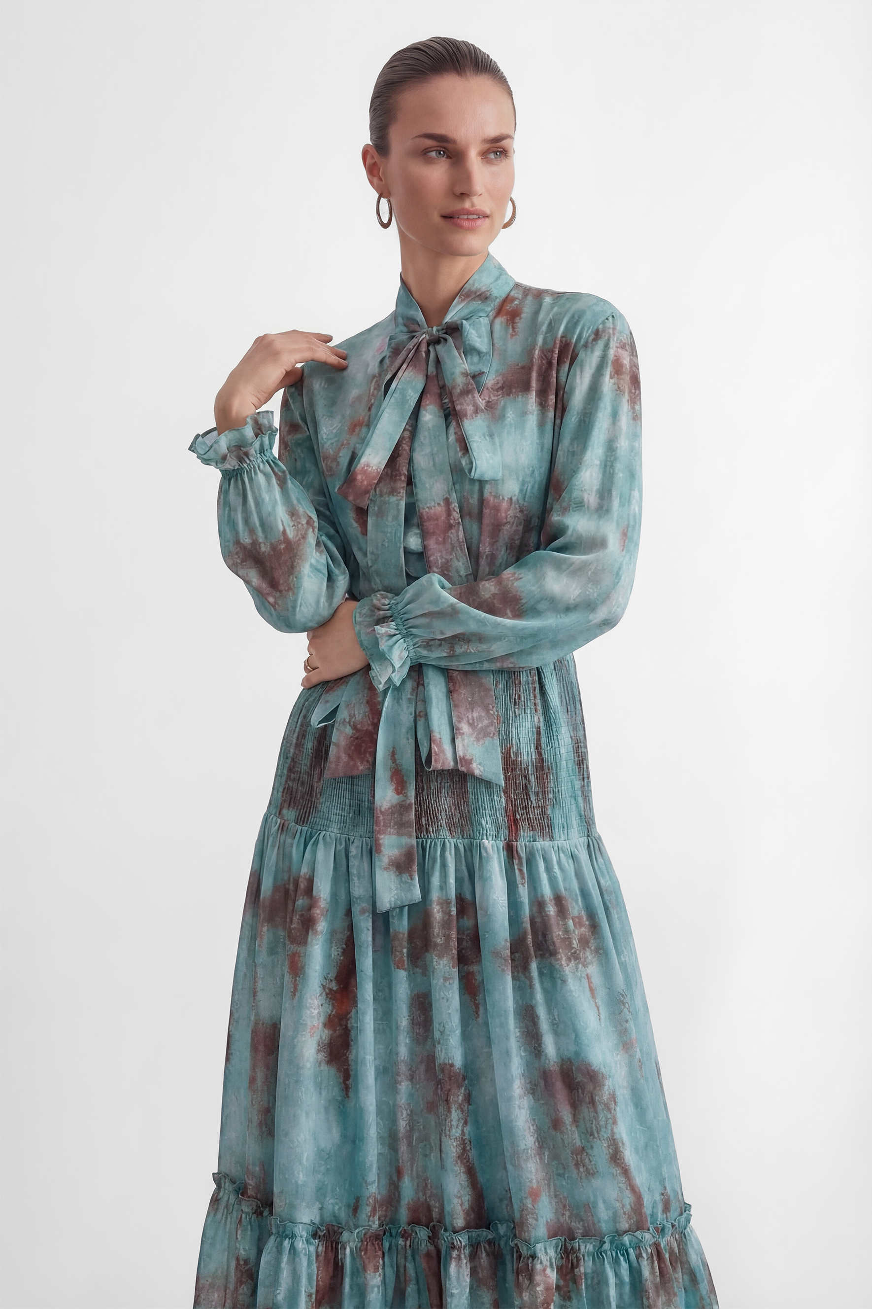 Found Your Love Teal Printed Tiered Ruffle Maxi Dress