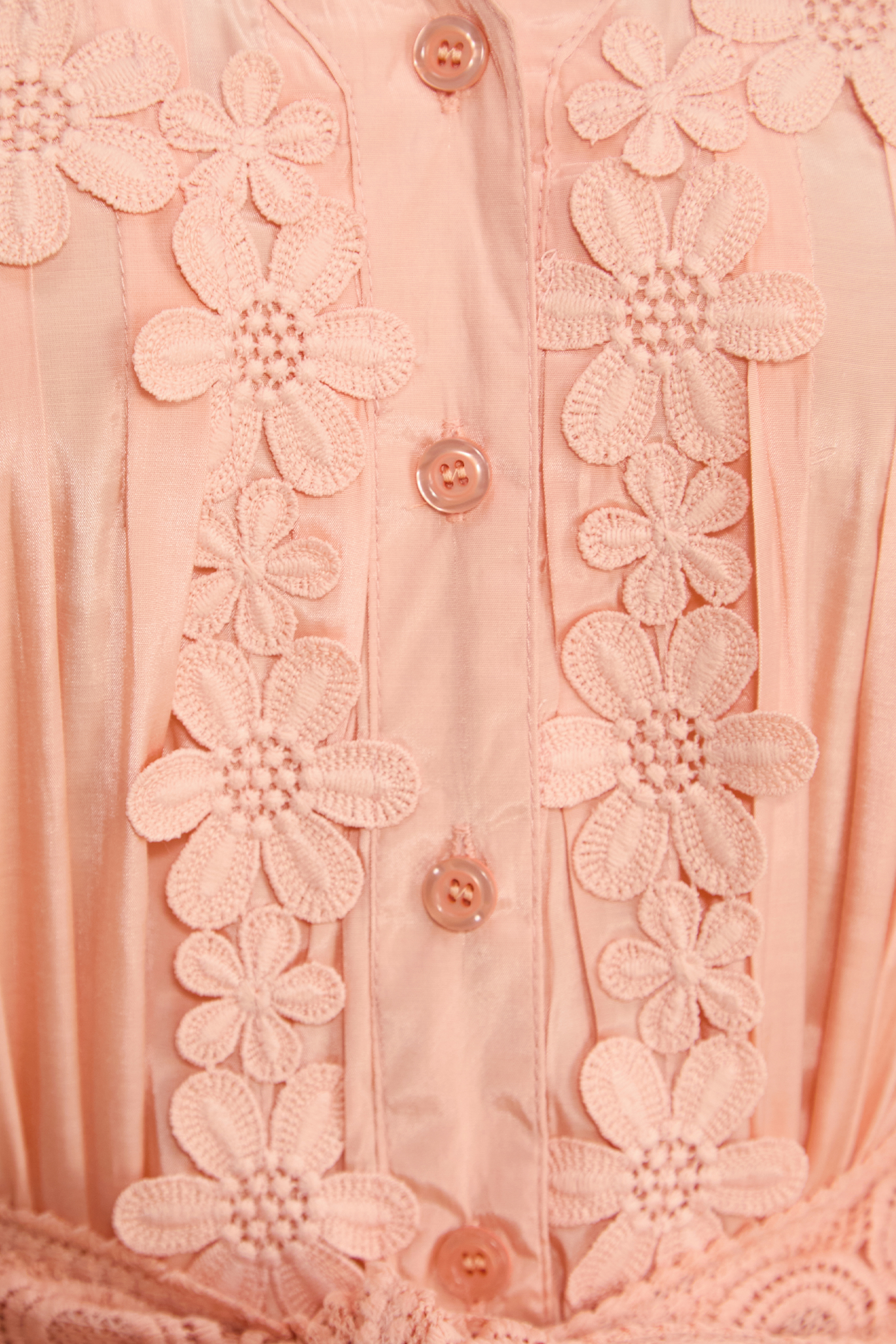 Sweet Sophistication Pink Floral Applique Tiered Maxi Dress