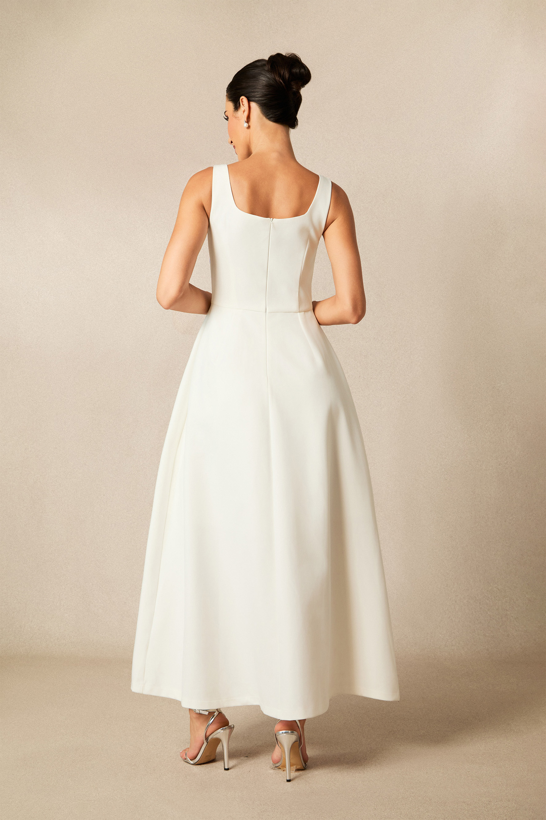 Ariel Floral Applique Square Neck Maxi Dress