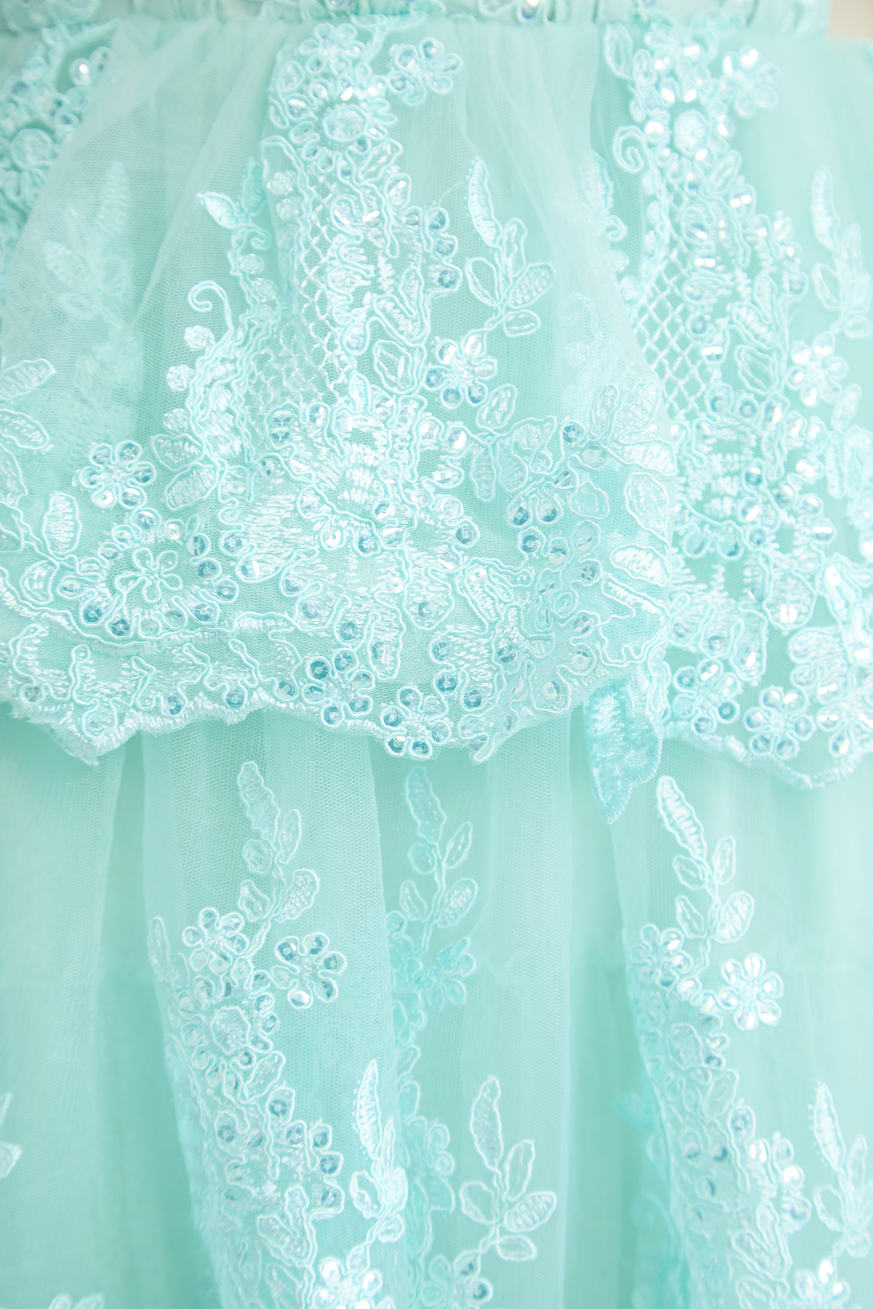 Sweetest Behavior Mint Green Lace Tiered Corset Maxi Dress