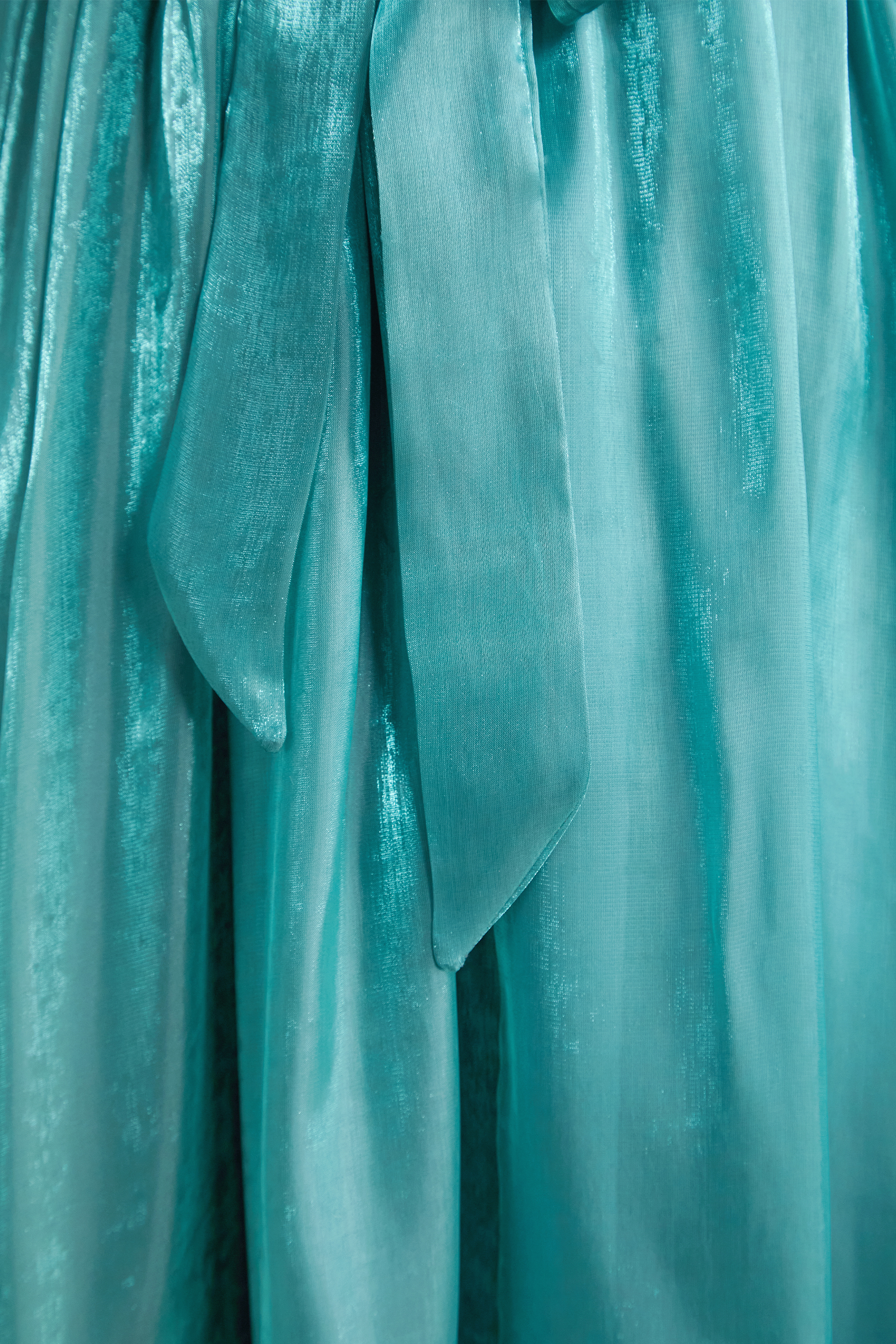 Graceful Darling Blue Ruffled Bodice Puff Sleeve Maxi Dress