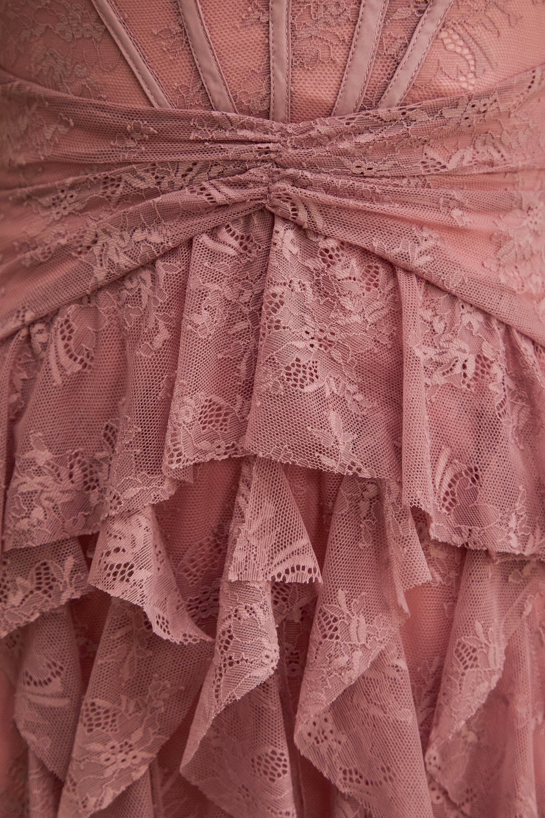 Viva La Vibes Pink Corset Bodice Ruffled Maxi Dress