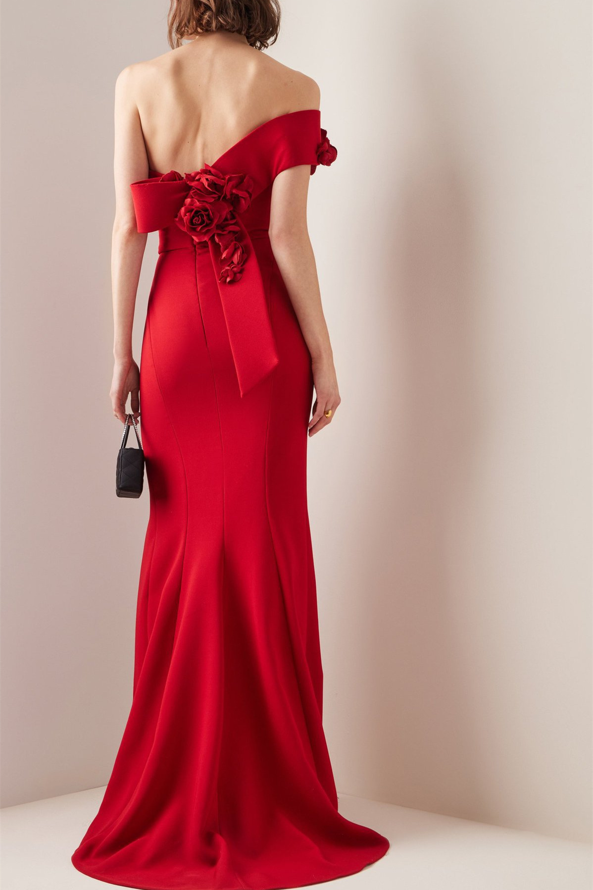 Sibyl One Shoulder Floral Appliqué Maxi Dress-Sunfere