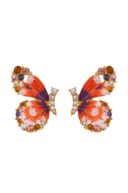Vintage Enamel Butterfly Stud Earrings
