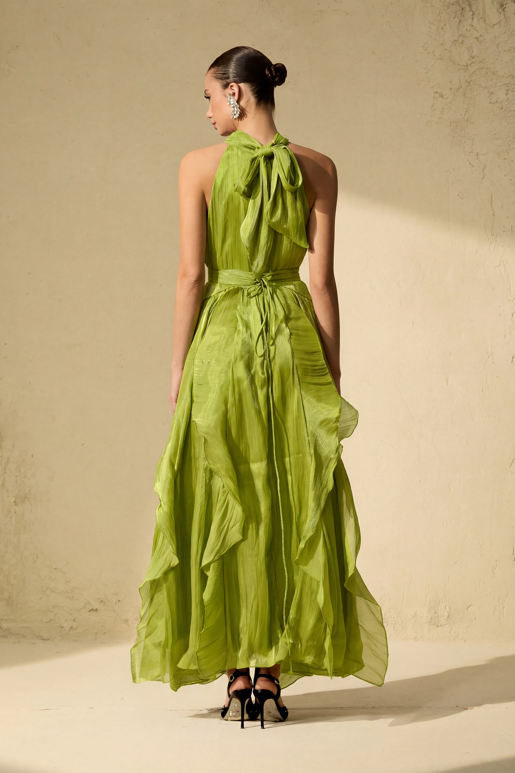 Love In Your Eyes Rosette Tiered Ruffles Maxi Dress