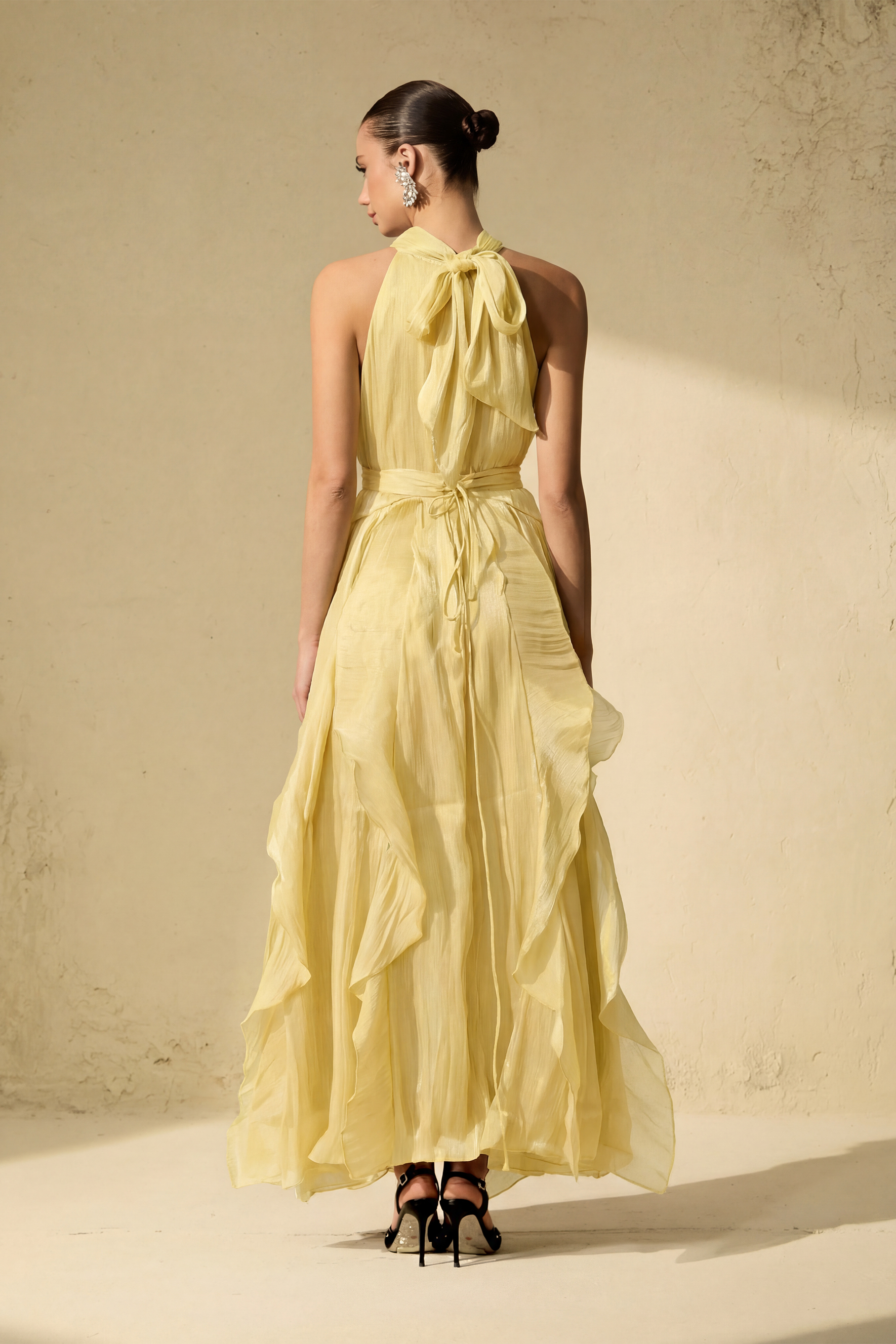 Love In Your Eyes Rosette Tiered Ruffles Maxi Dress