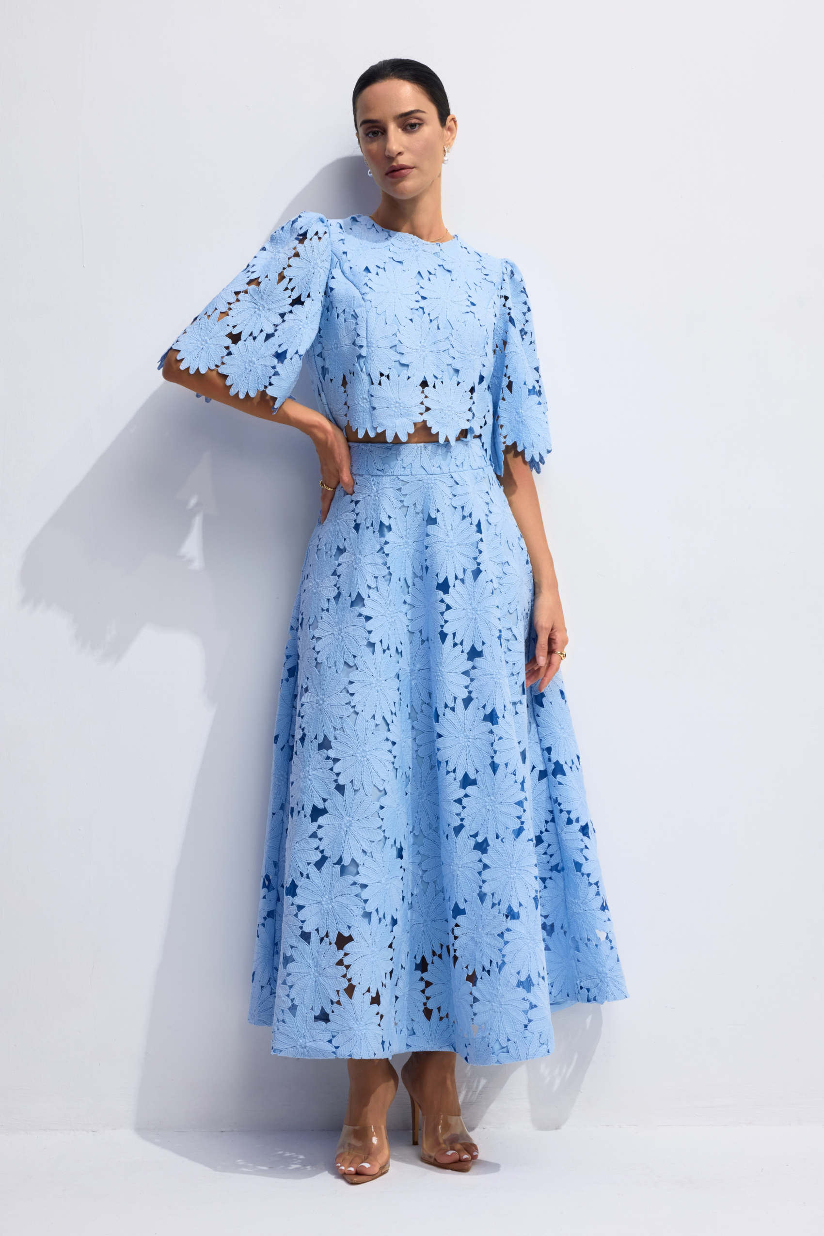 Madeline Lace Embroidered Top & Maxi Skirt Set