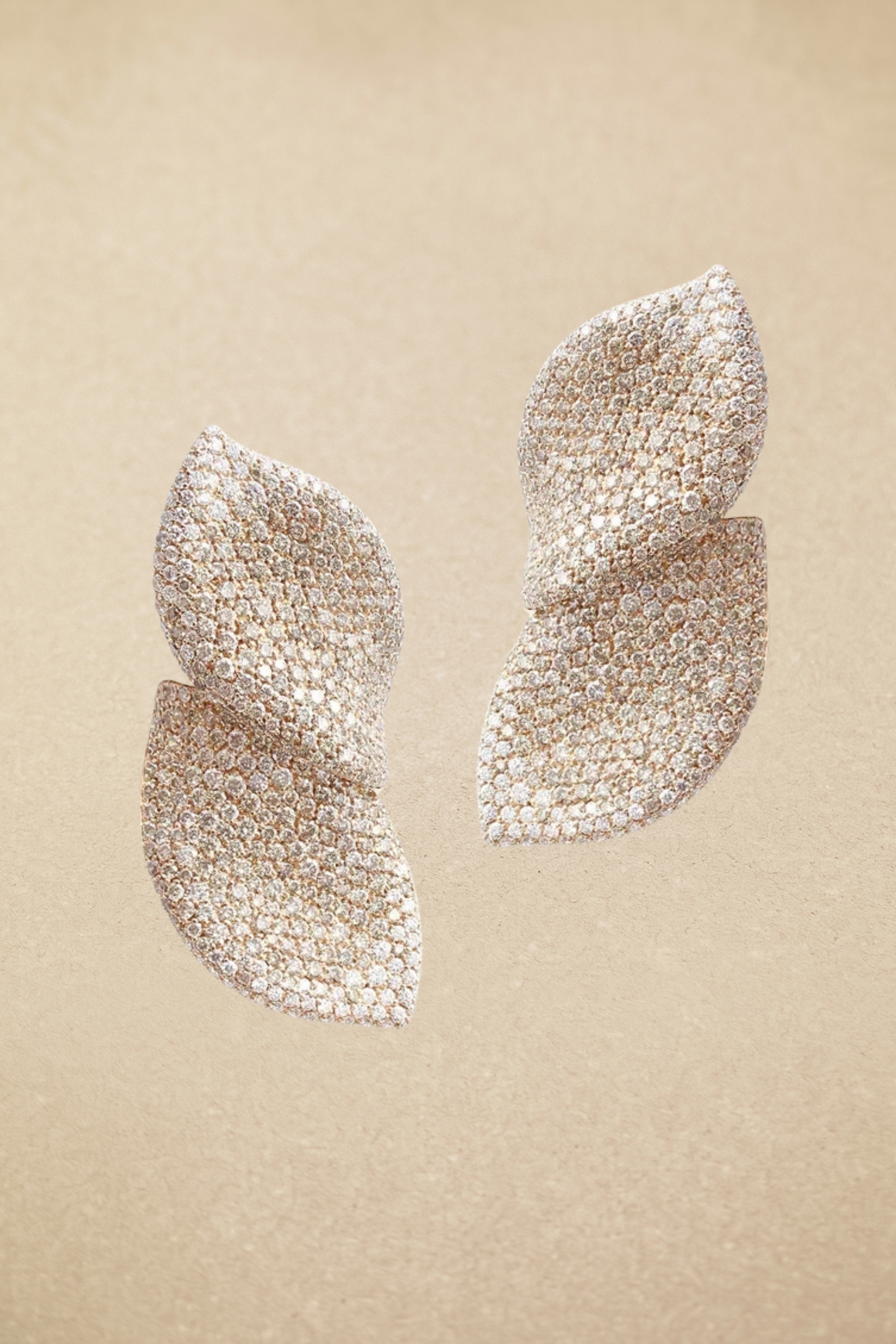 Diamond Leaf Shape Earrings & Ring