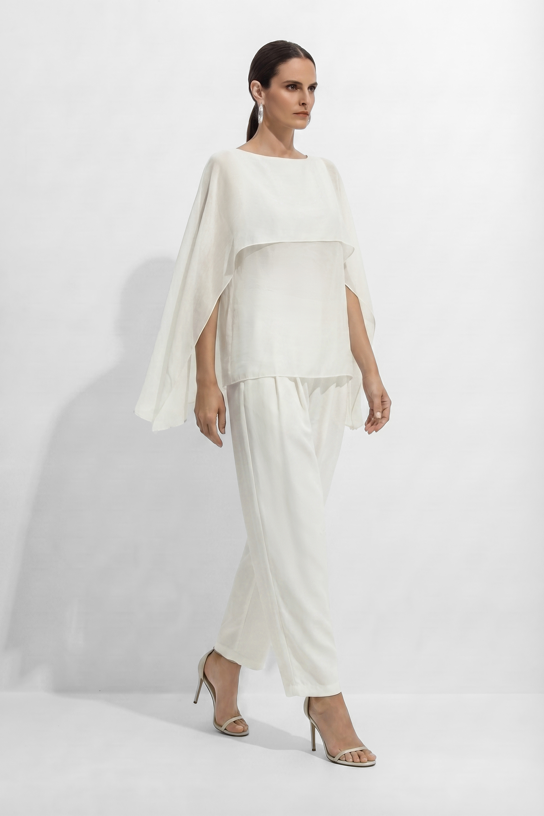 Angel Poise White Layered Capelet Top
