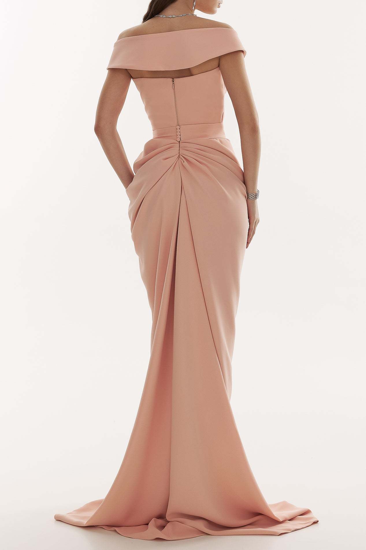Captivating Personality Pink Off Shoulder Side Slit Maxi Dress