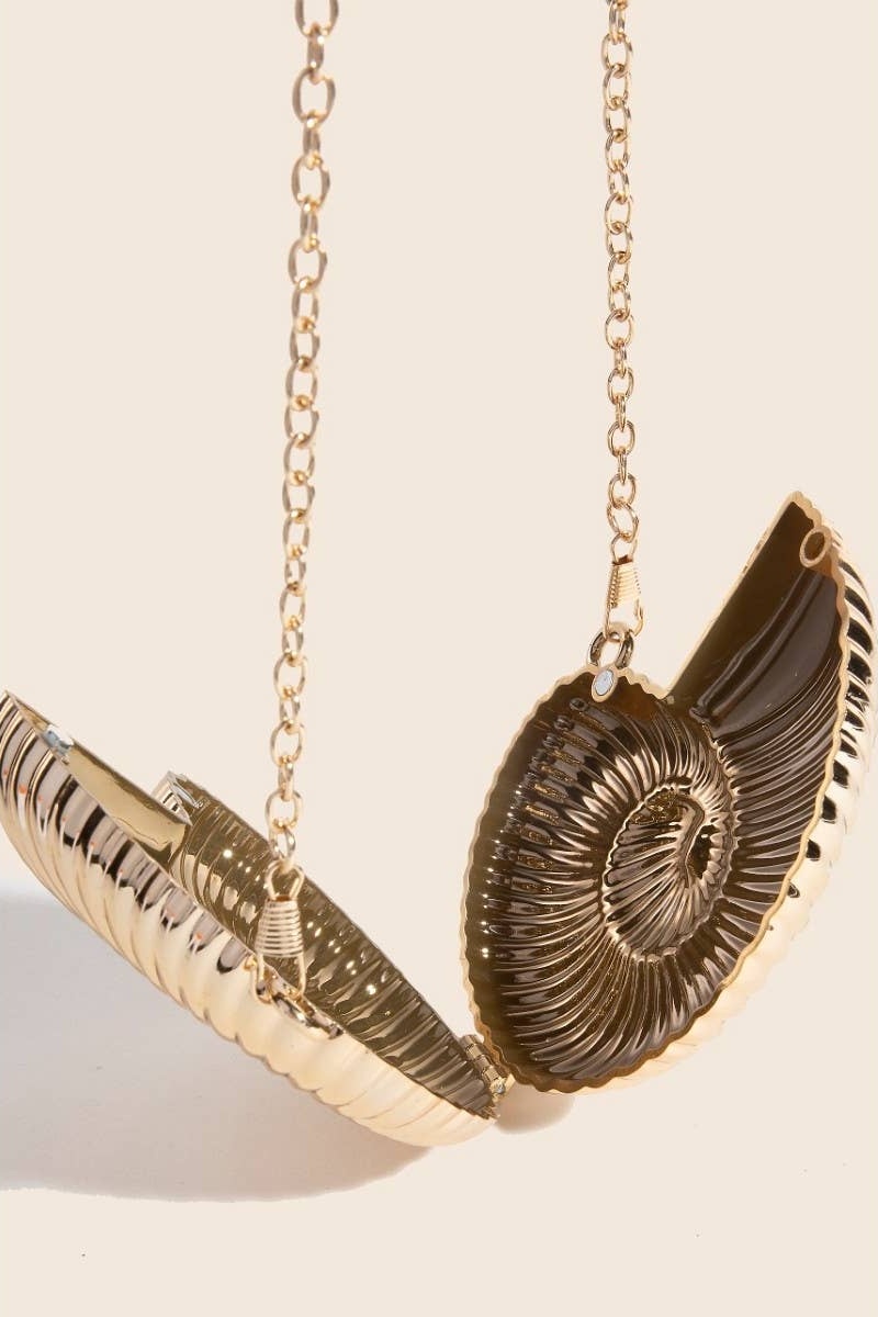 Metallic Sea Shell Clutch Bag