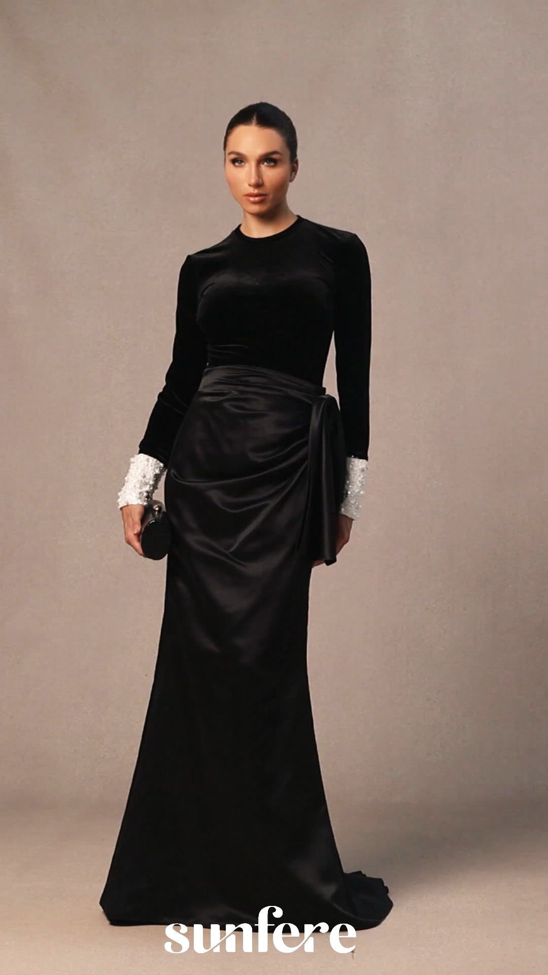 Hilary Long Sleeve Bowknot Maxi Skirt Set