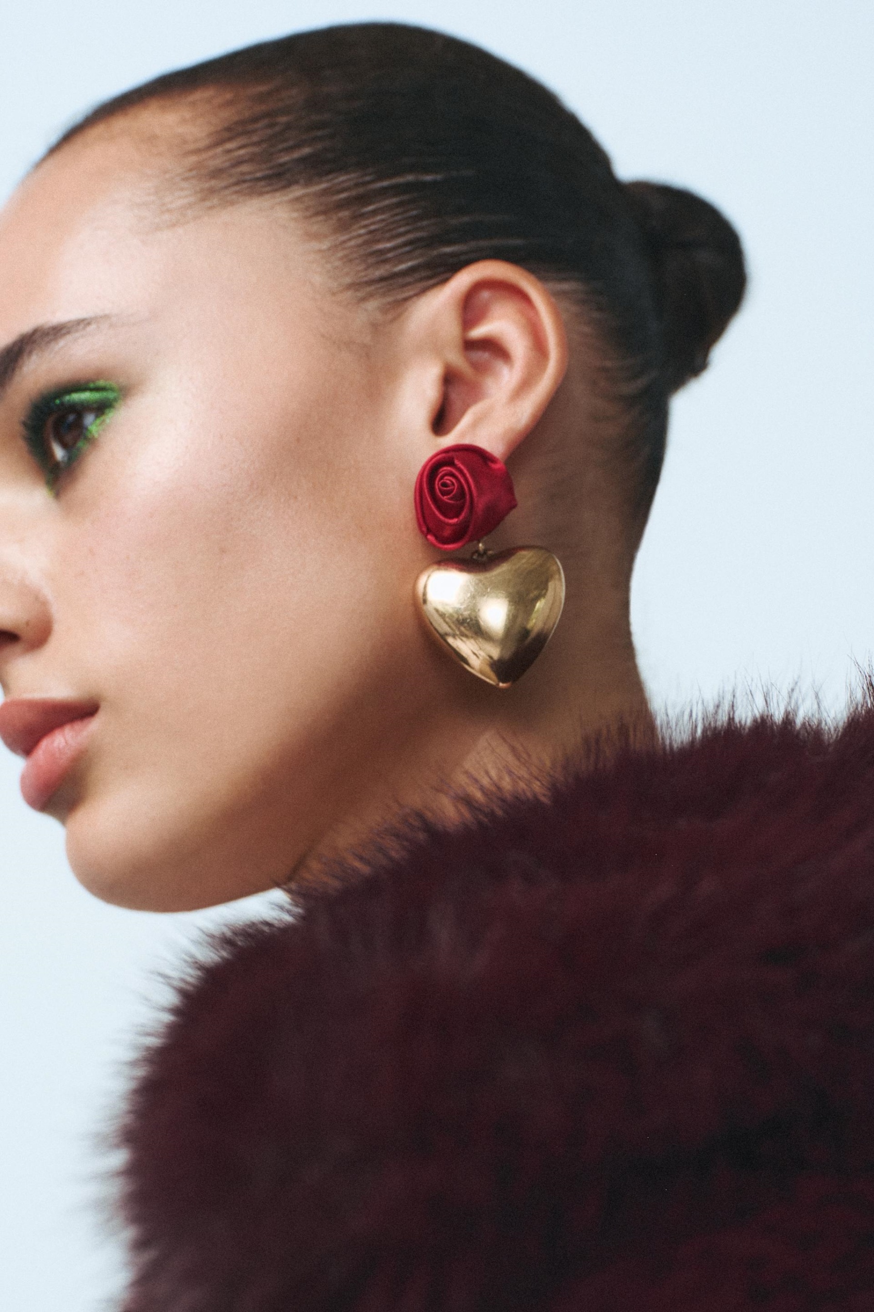 Rose Metallic Heart Drop Earrings