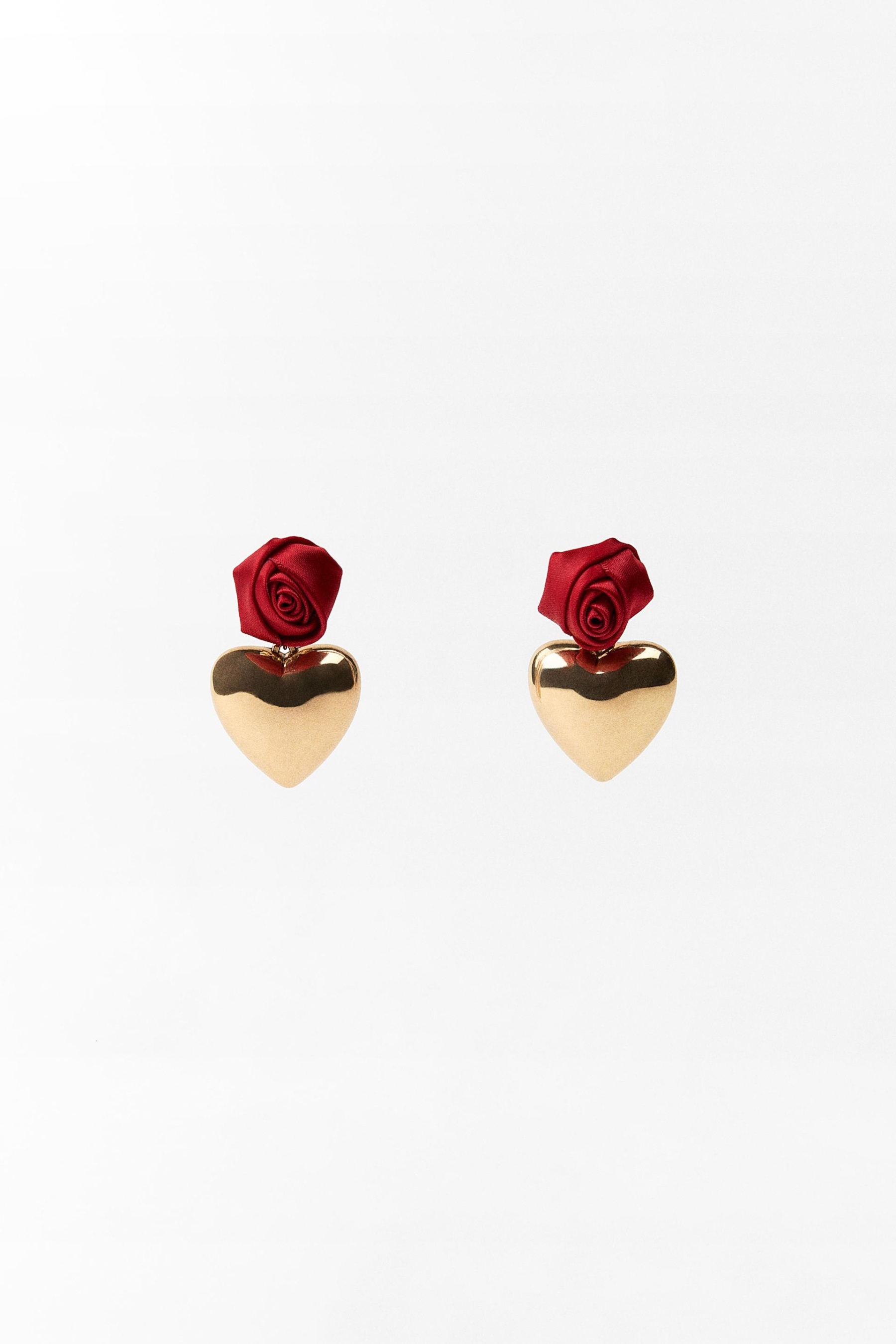 Rose Metallic Heart Drop Earrings