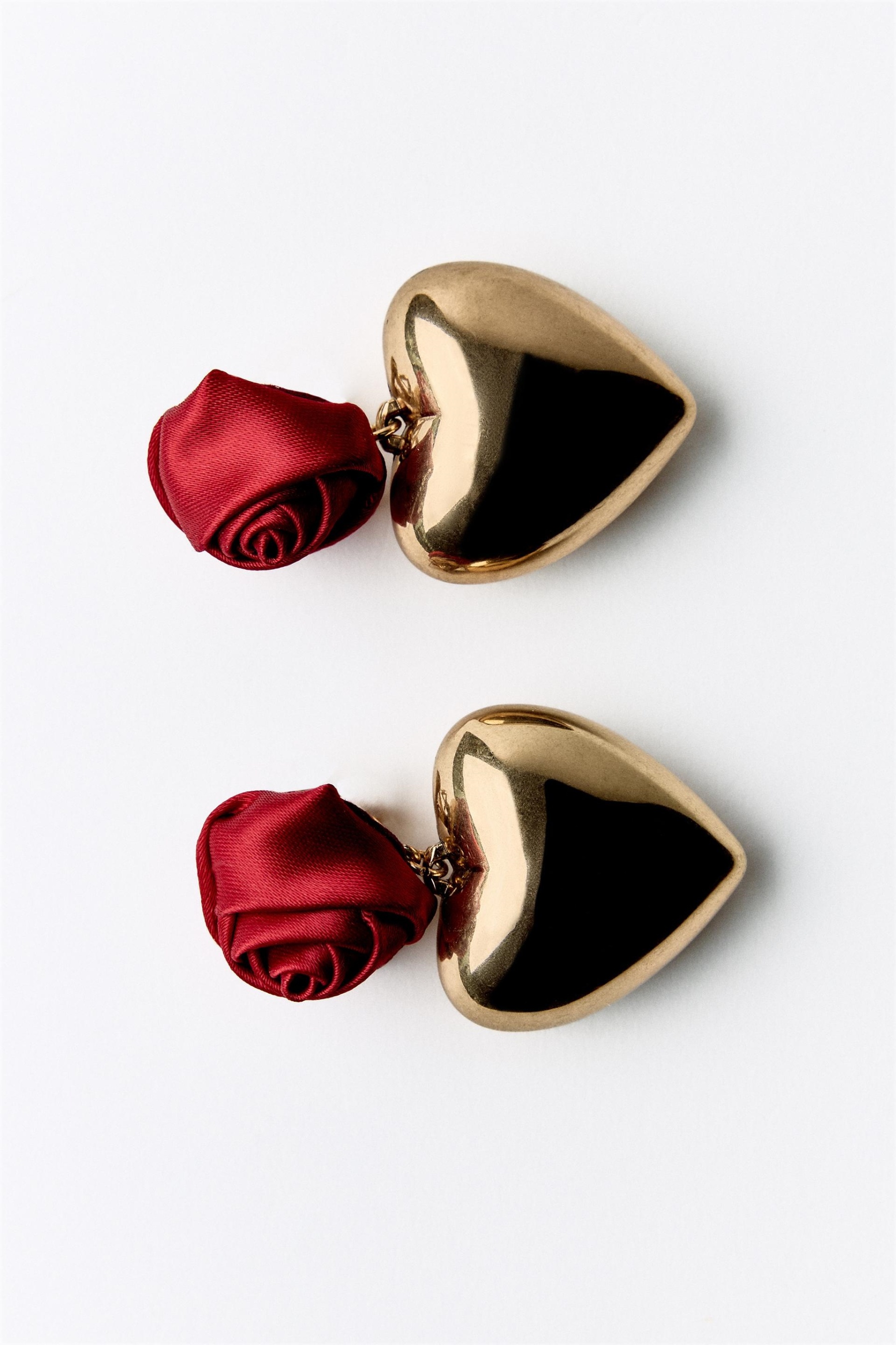 Rose Metallic Heart Drop Earrings
