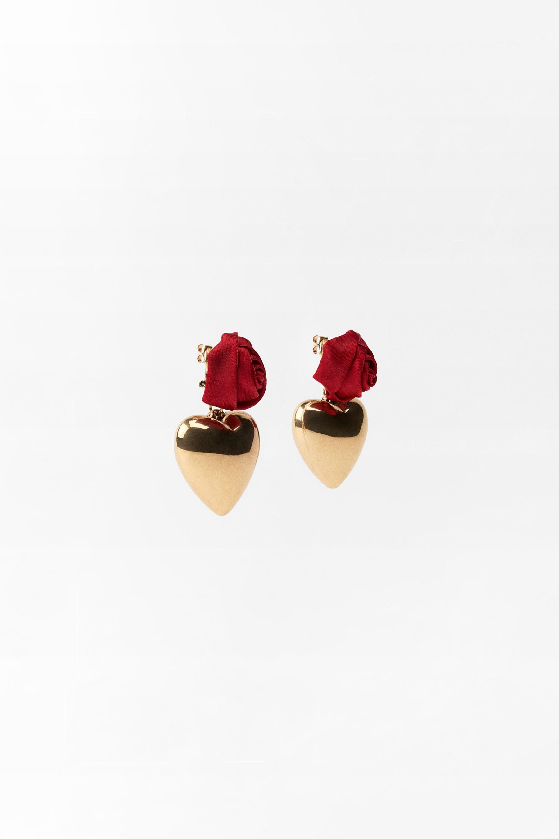 Rose Metallic Heart Drop Earrings