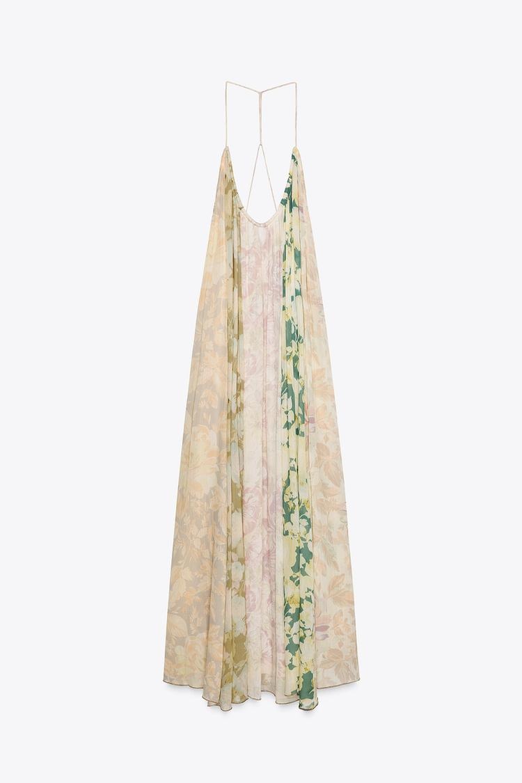 Angelic Patchwork Floral Open Back Maxi Dress