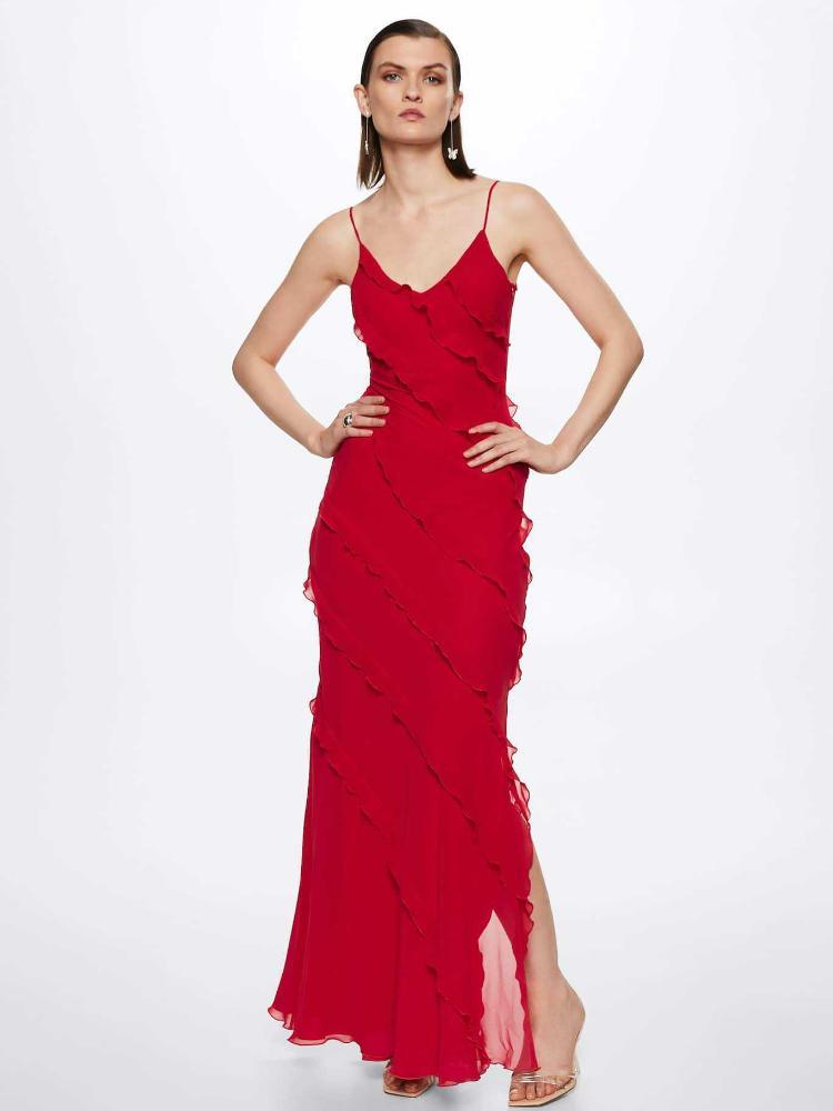 sunfere Eve Chiffon Ruffled Maxi Slip Dress-Sunfere