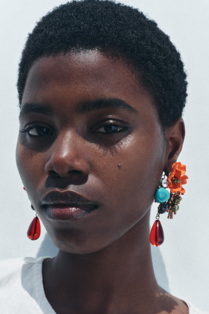 Crystal Embellished Floral Drop Earrings