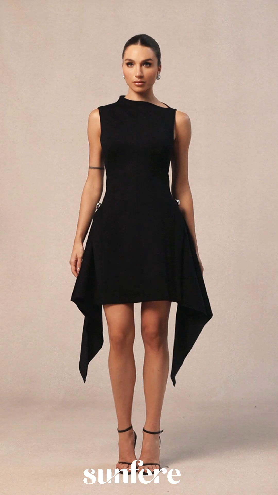 Carly Sleeveless Asymmetric Hem Mini Dress