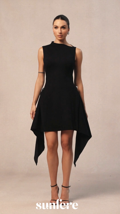 Carly Sleeveless Asymmetric Hem Mini Dress