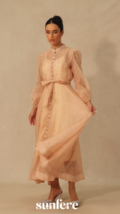 Emelia Crystal Embellished Sheer Maxi Dress