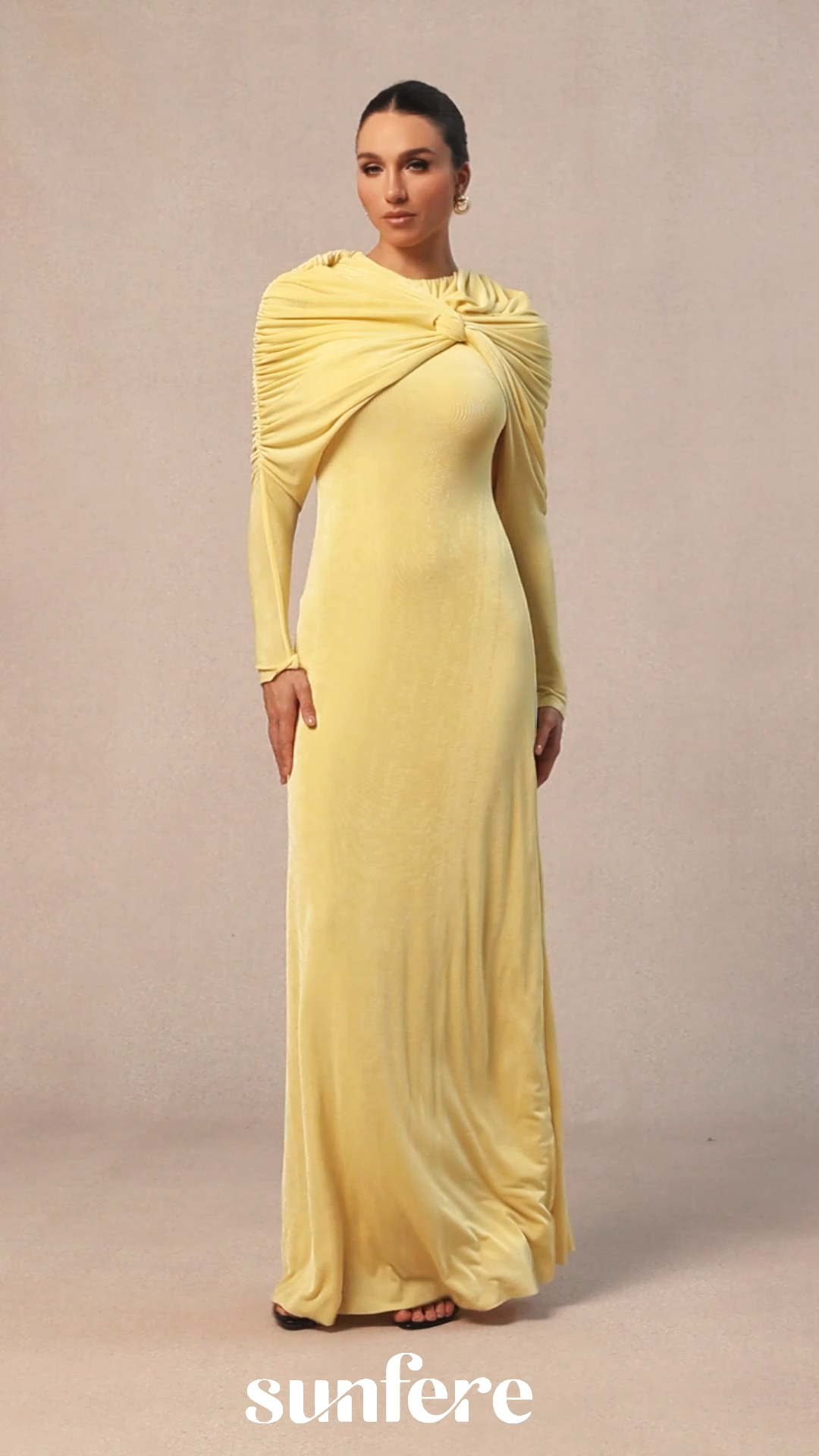 Virginia Asymmetric Long Sleeve Maxi Dress