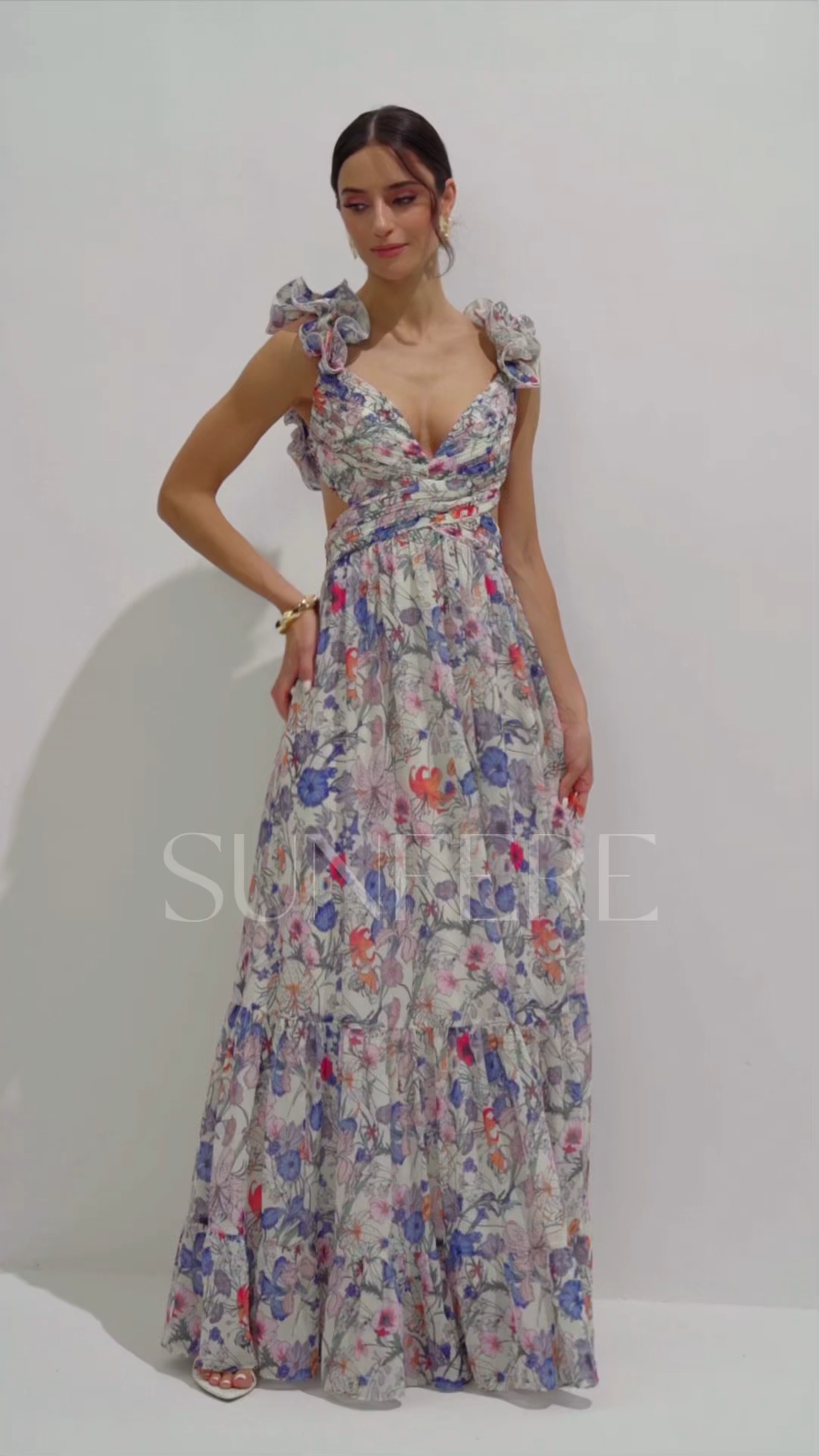 Marissa Cut-out Ruffle Maxi Dress