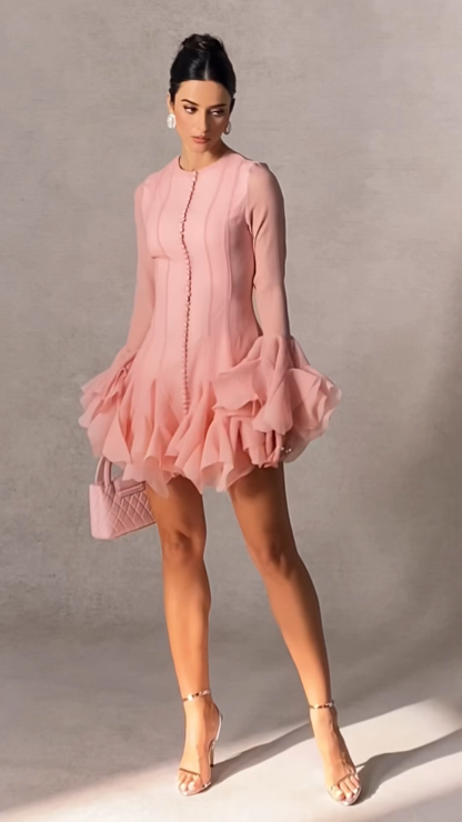 Leila Semi-sheer Flare Mini Dress
